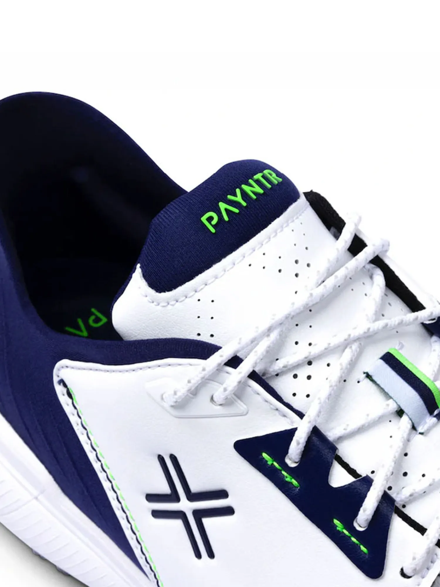 Payntr Golf Mens Golf Shoes|X 005 F Golf Shoes - White/Navy/Electric Green