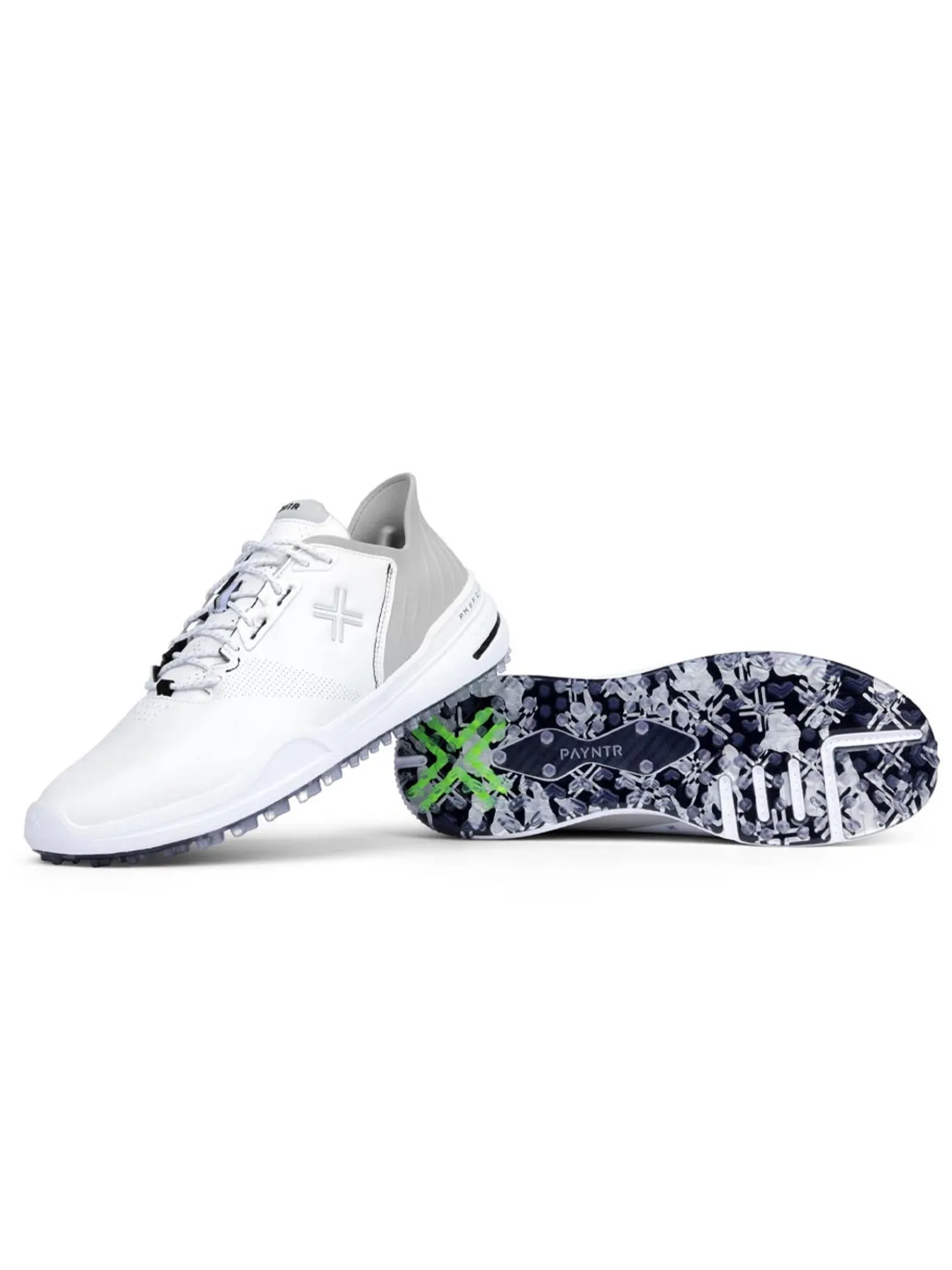 Payntr Golf Mens Golf Shoes|X 005 F Golf Shoes - White/Silver