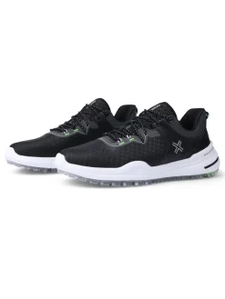 Payntr Golf Mens Golf Shoes|X 001 F Mesh Golf Shoes - Black/Electric Green/Silver