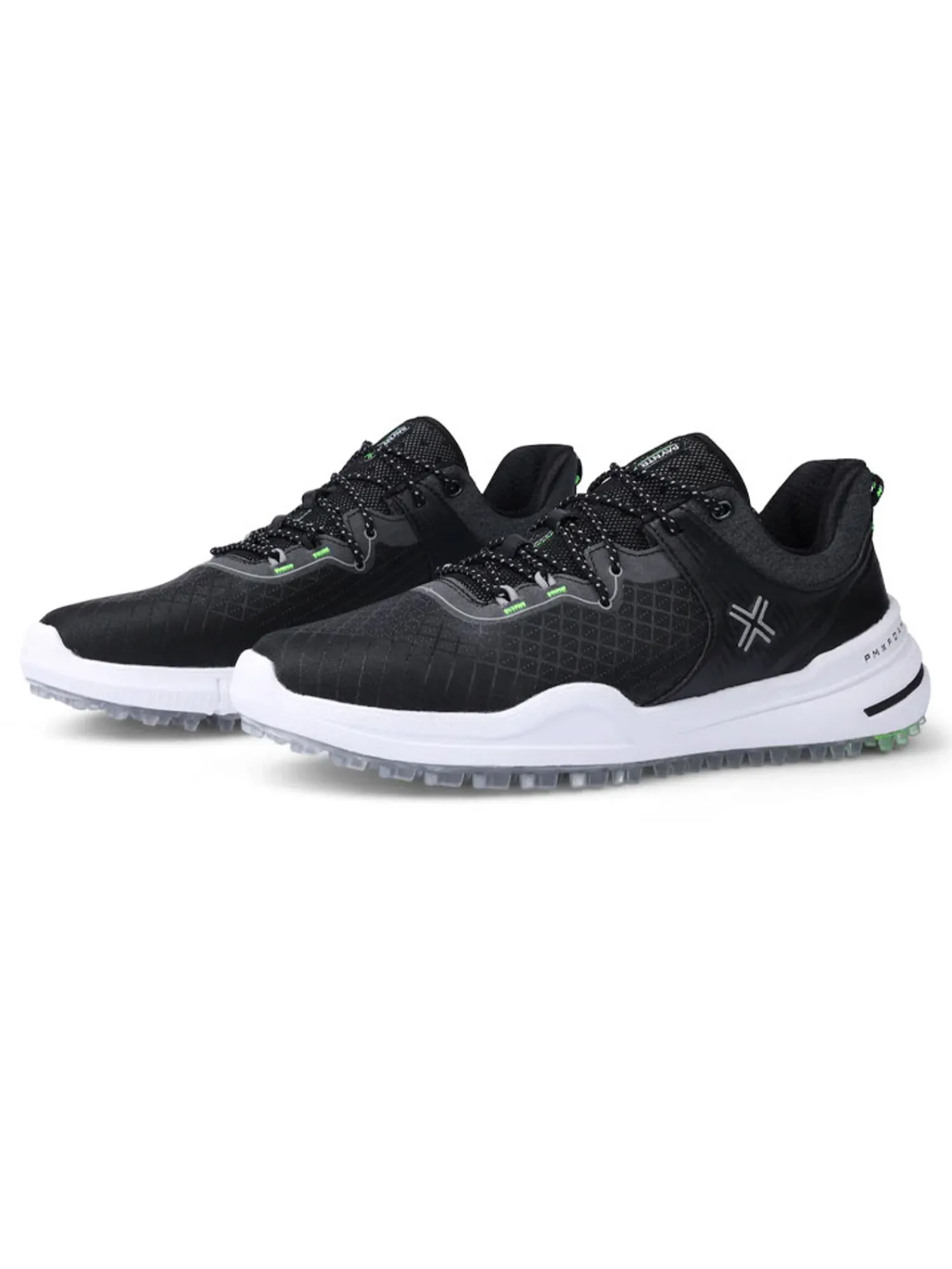 Payntr Golf Mens Golf Shoes|X 001 F Mesh Golf Shoes - Black/Electric Green/Silver