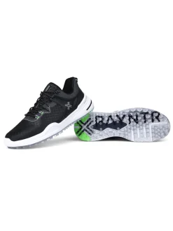 Payntr Golf Mens Golf Shoes|X 001 F Mesh Golf Shoes - Black/Electric Green/Silver