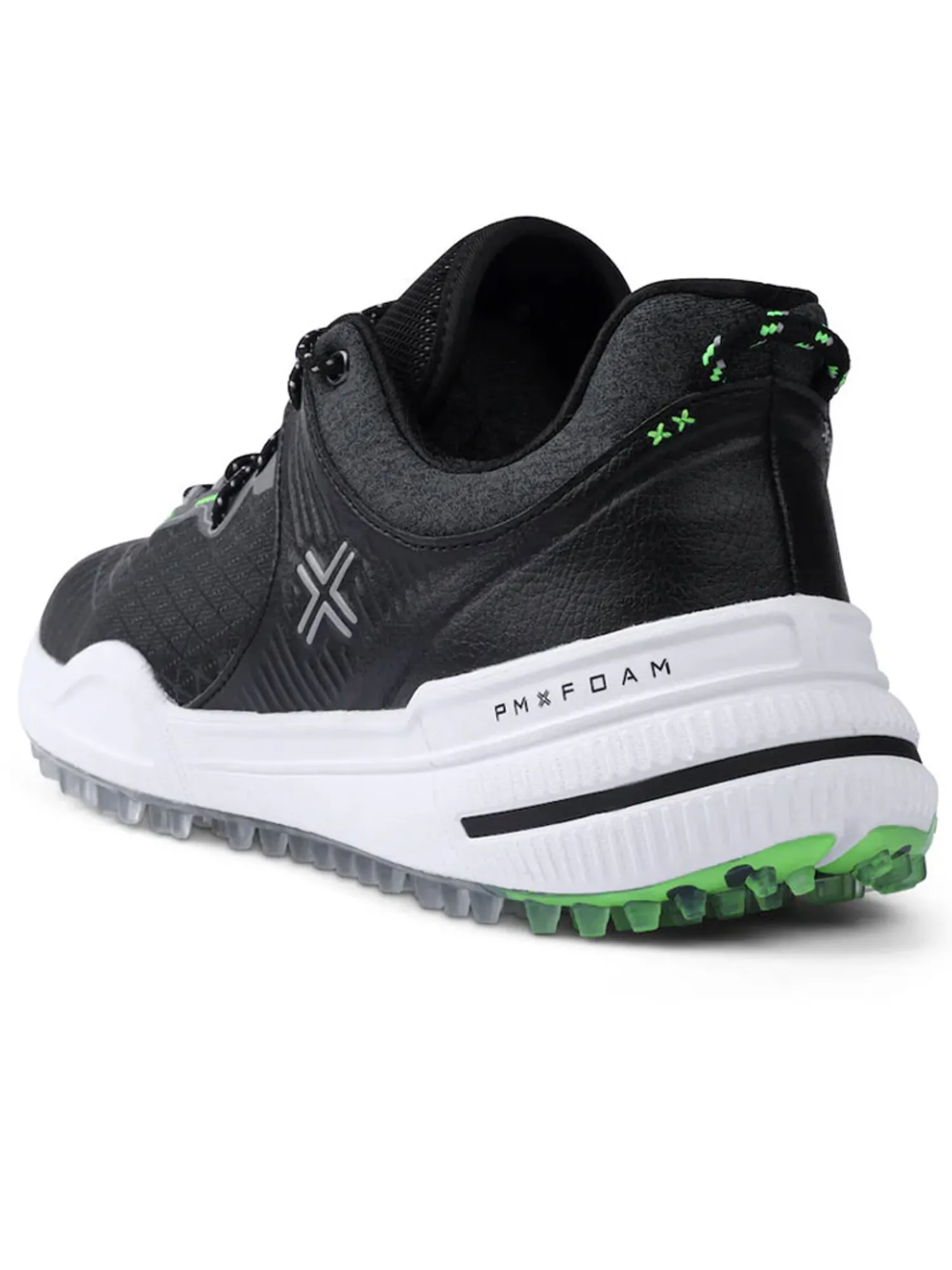 Payntr Golf Mens Golf Shoes|X 001 F Mesh Golf Shoes - Black/Electric Green/Silver