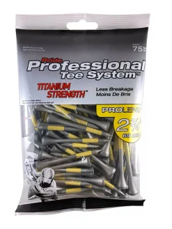 Pride Golf Tee Tees|Pride PTS Titanium Tees 75 Pack 2.75 Inch Silver/Yellow