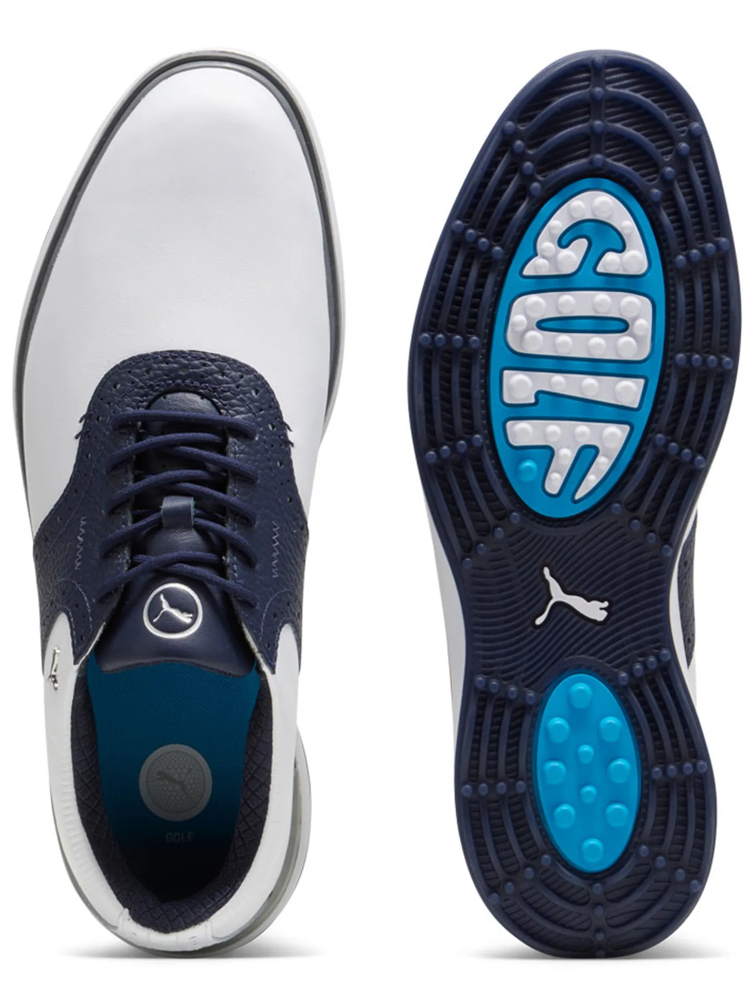 Puma Mens Golf Shoes|Avant Golf Shoes - White/Deep Navy/Speed Blue