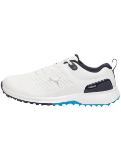 Puma Clearance Shoes|FUSION Plus Spikeless Golf Shoes - White/Speed Blue/Deep Navy