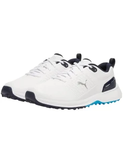 Puma Clearance Shoes|FUSION Plus Spikeless Golf Shoes - White/Speed Blue/Deep Navy