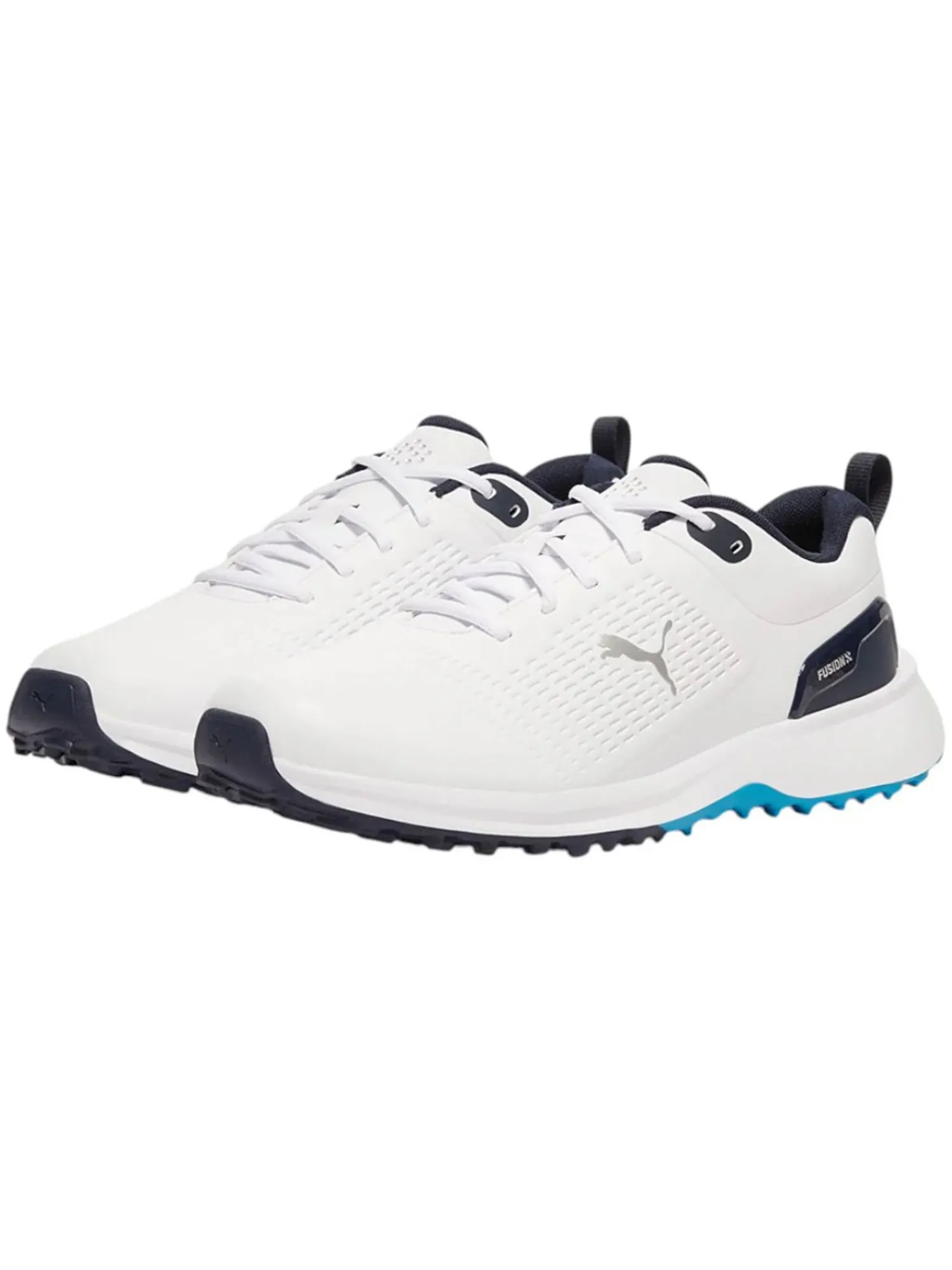 Puma Clearance Shoes|FUSION Plus Spikeless Golf Shoes - White/Speed Blue/Deep Navy