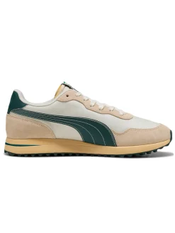 Puma Mens Golf Shoes|Helsinki G Spikeless Golf Shoes - Frosted Ivory/Green Terrain/Light Straw