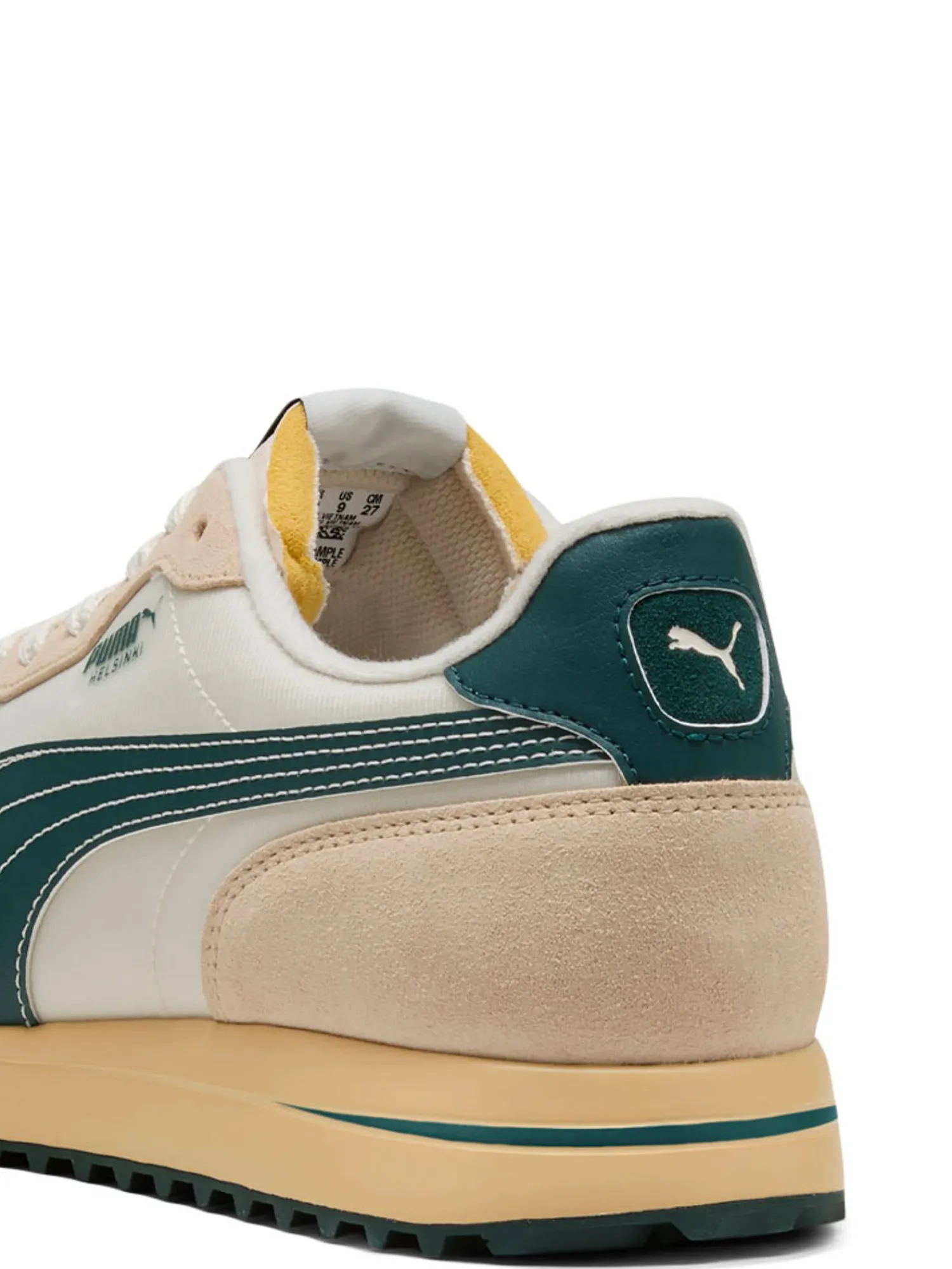 Puma Mens Golf Shoes|Helsinki G Spikeless Golf Shoes - Frosted Ivory/Green Terrain/Light Straw