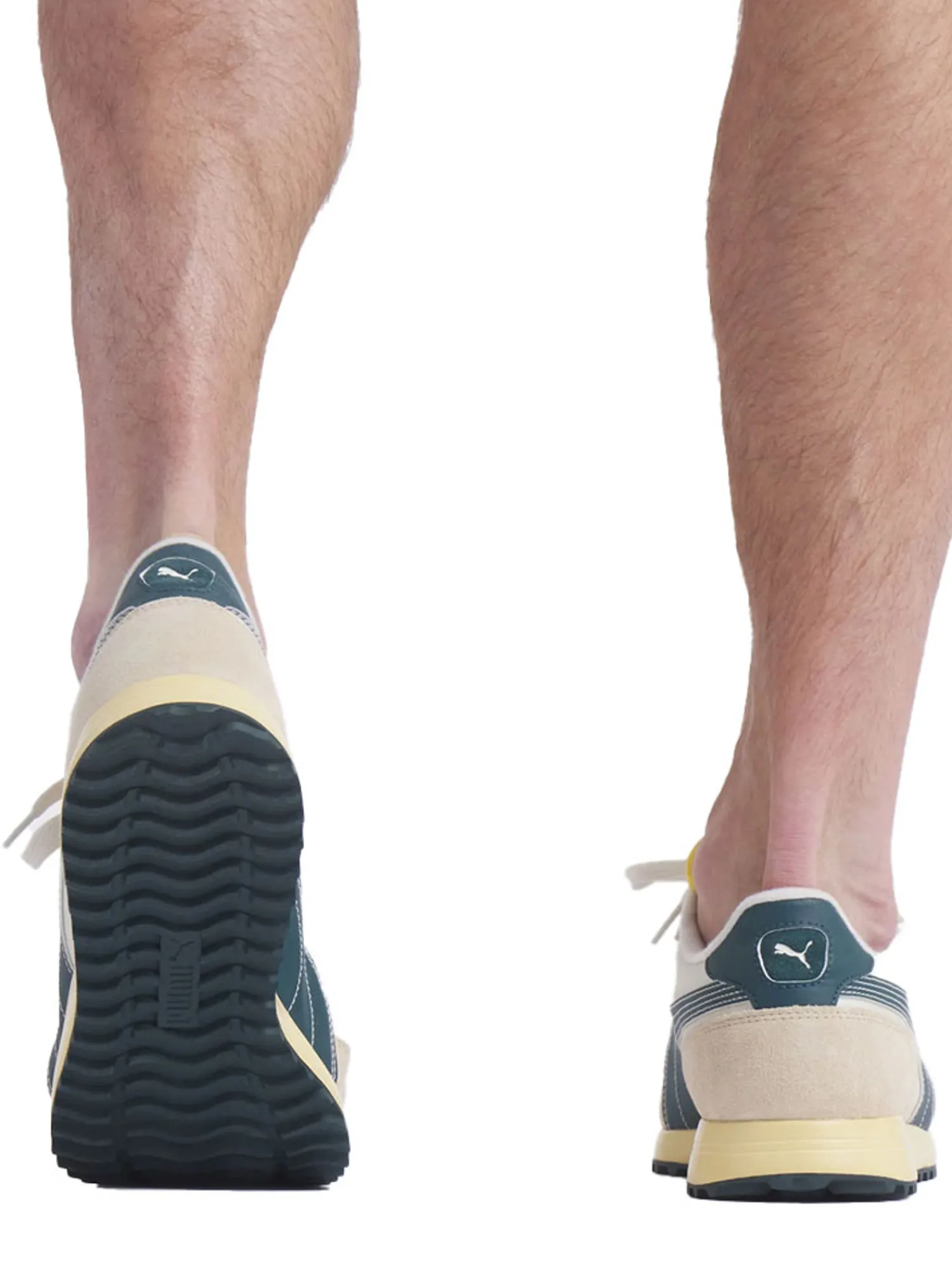 Puma Mens Golf Shoes|Helsinki G Spikeless Golf Shoes - Frosted Ivory/Green Terrain/Light Straw