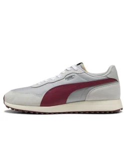 Puma Mens Golf Shoes|Helsinki G Spikeless Golf Shoes - Ash Grey/Ruby Shimmer/Frosted Ivory