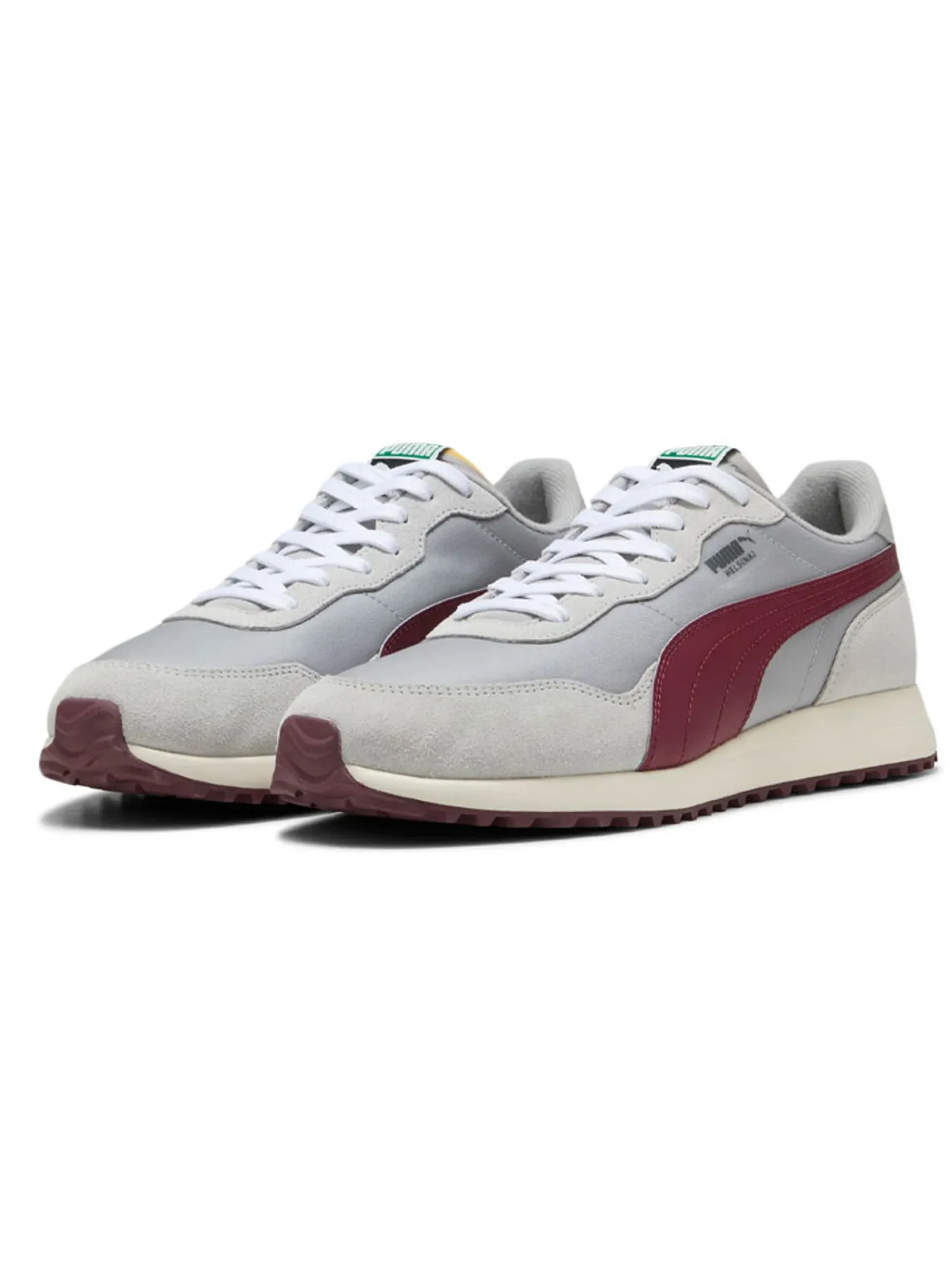 Puma Mens Golf Shoes|Helsinki G Spikeless Golf Shoes - Ash Grey/Ruby Shimmer/Frosted Ivory
