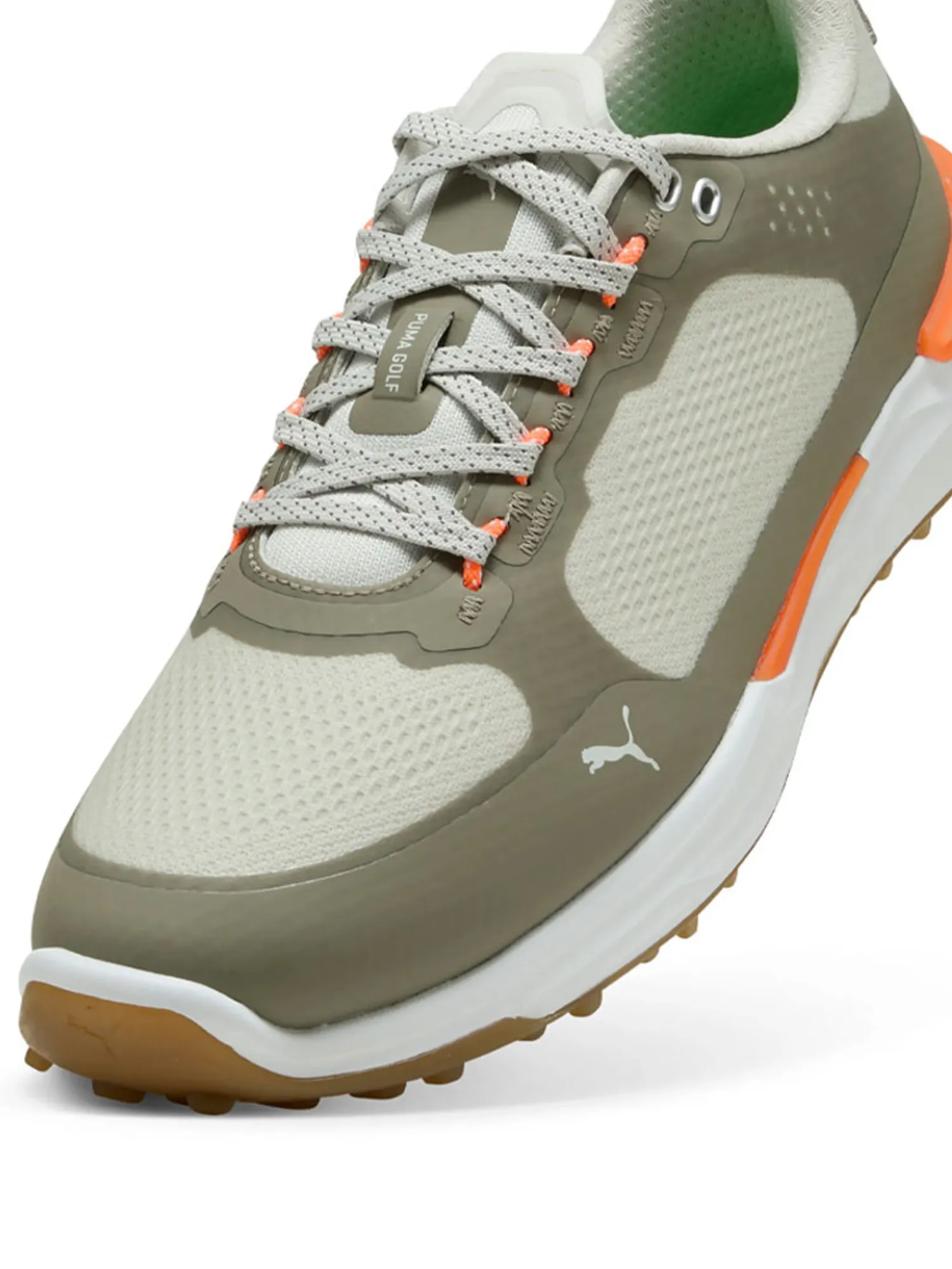 Puma Mens Golf Shoes|IGNITE Elevate X Spikeless Golf Shoes - Sedate Grey/Velvet Moss/Fluro