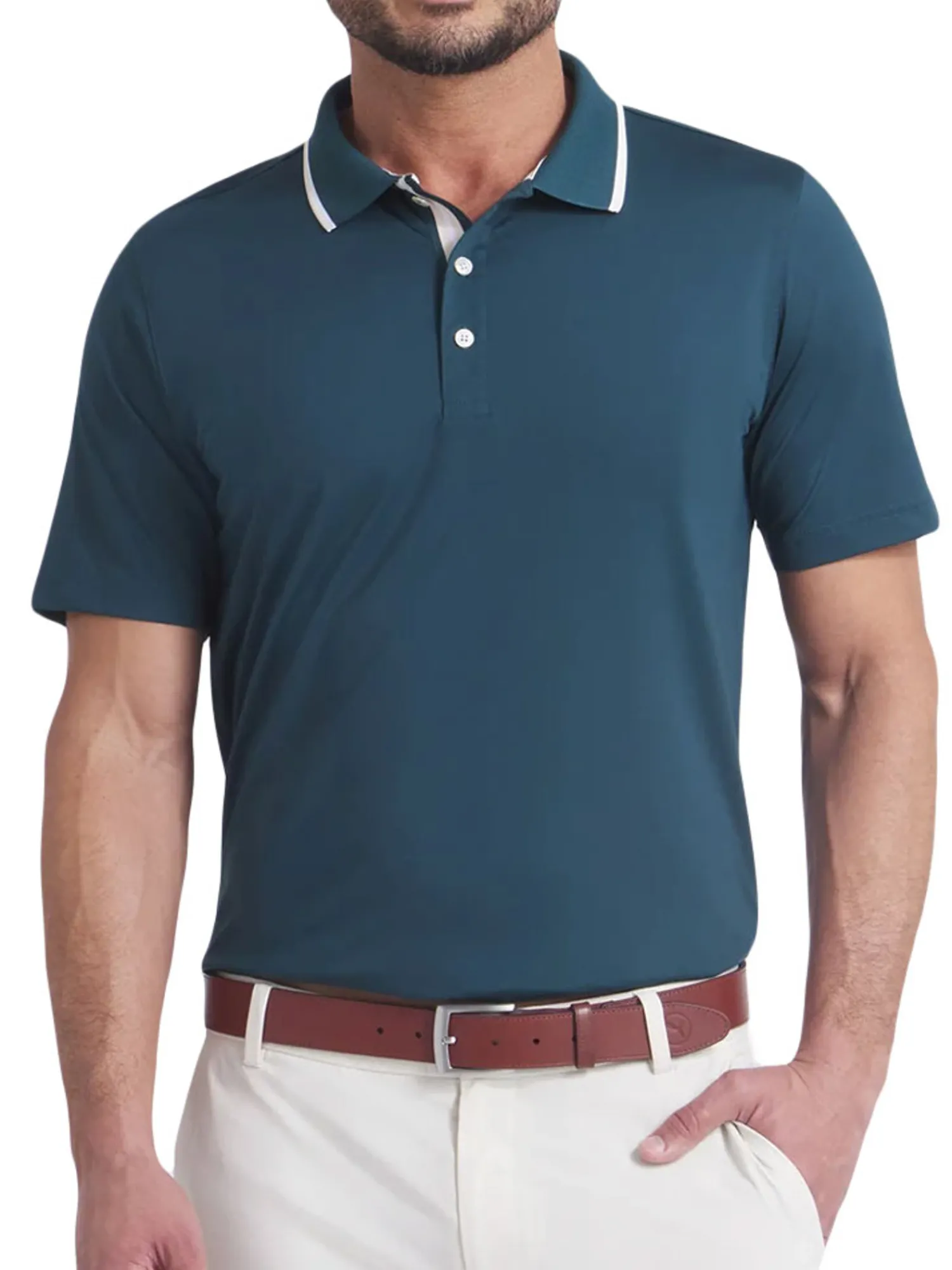Puma Shirts|MATTR Elevated Solid Polo - Green Terrain/Haute Tropic