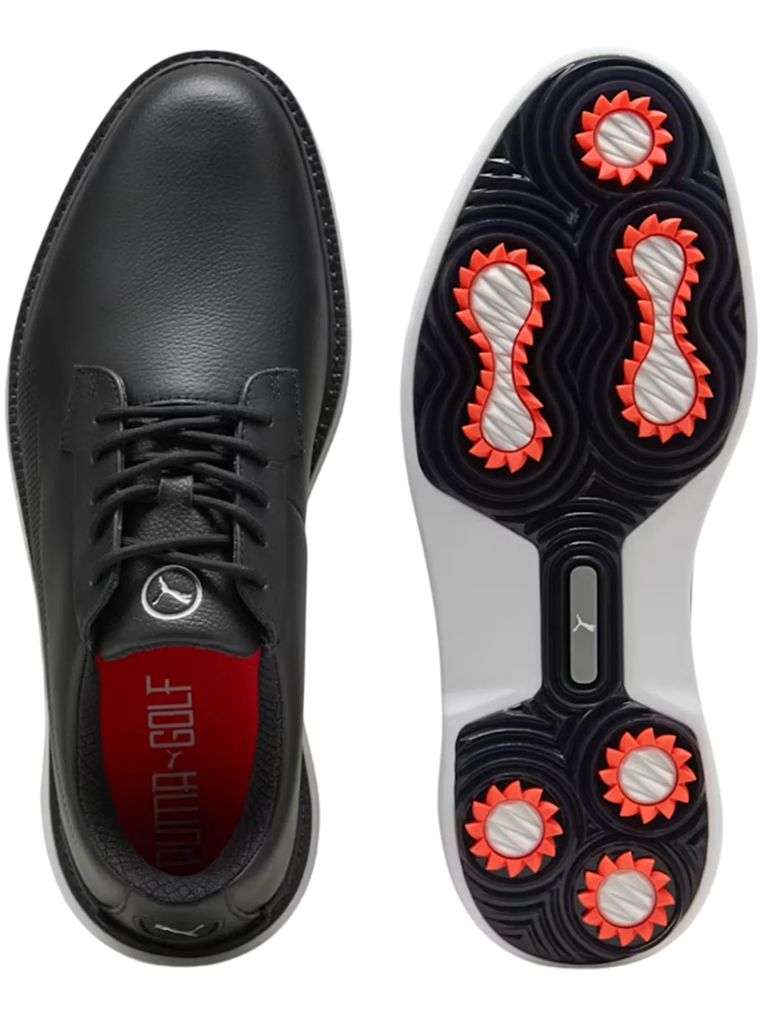 Puma Mens Golf Shoes|Royale Golf Shoes - Black/Flat Dark Grey/Red Blast