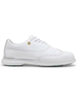 Puma Mens Golf Shoes|Royale Wingtip Golf Shoes - White/Vapor Grey/Grassy Green