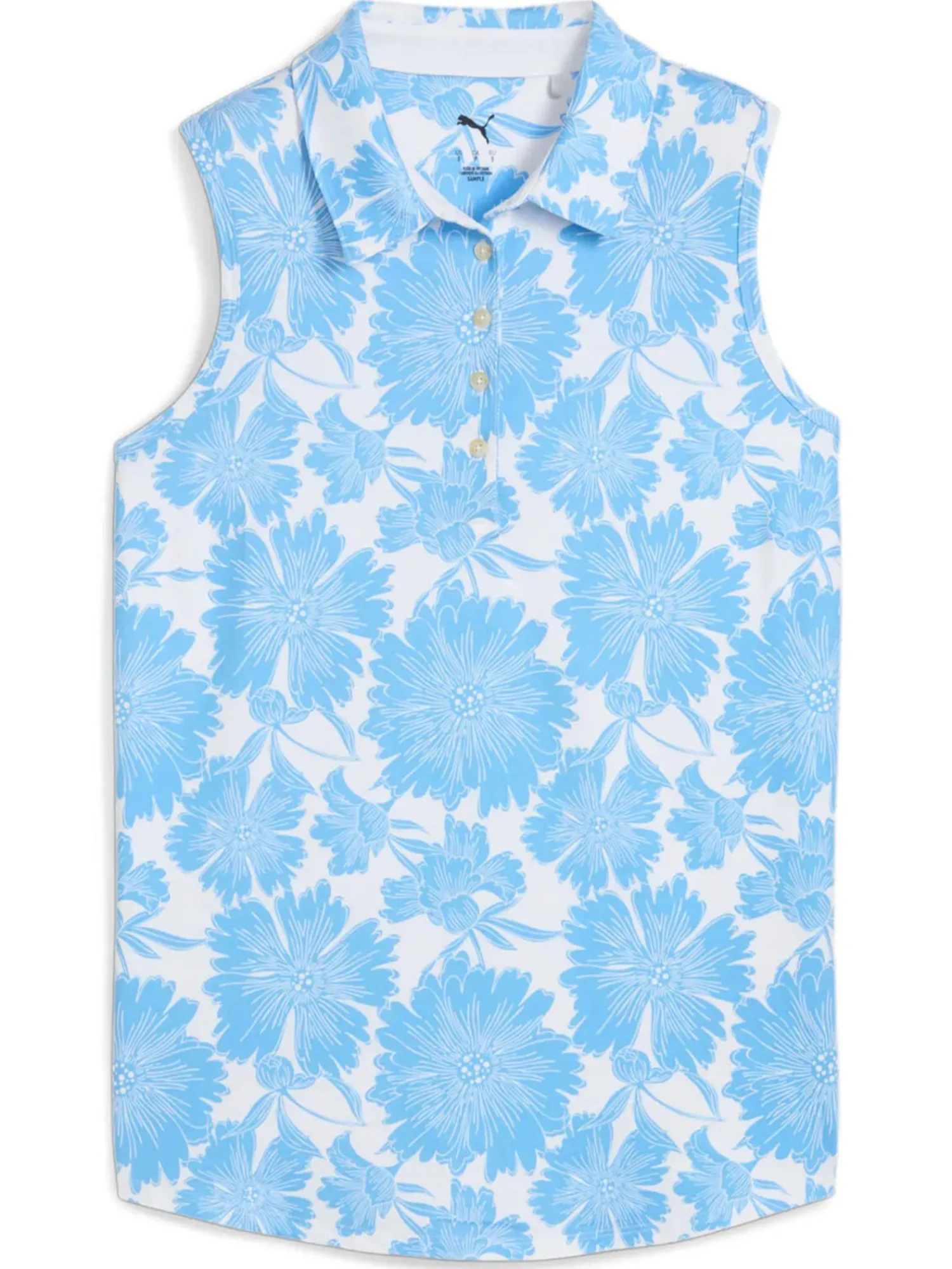 Puma Shirts|Womens CLOUDSPUN Botanic Golf Polo - White Glow/Team Light Blue