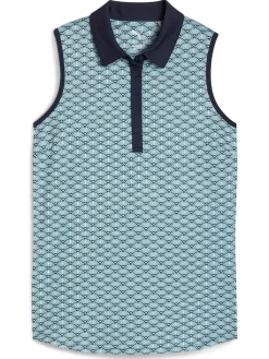Puma Shirts|Womens CLOUDSPUN Scallop SL Golf Polo - Sea Glass/Green Terrain