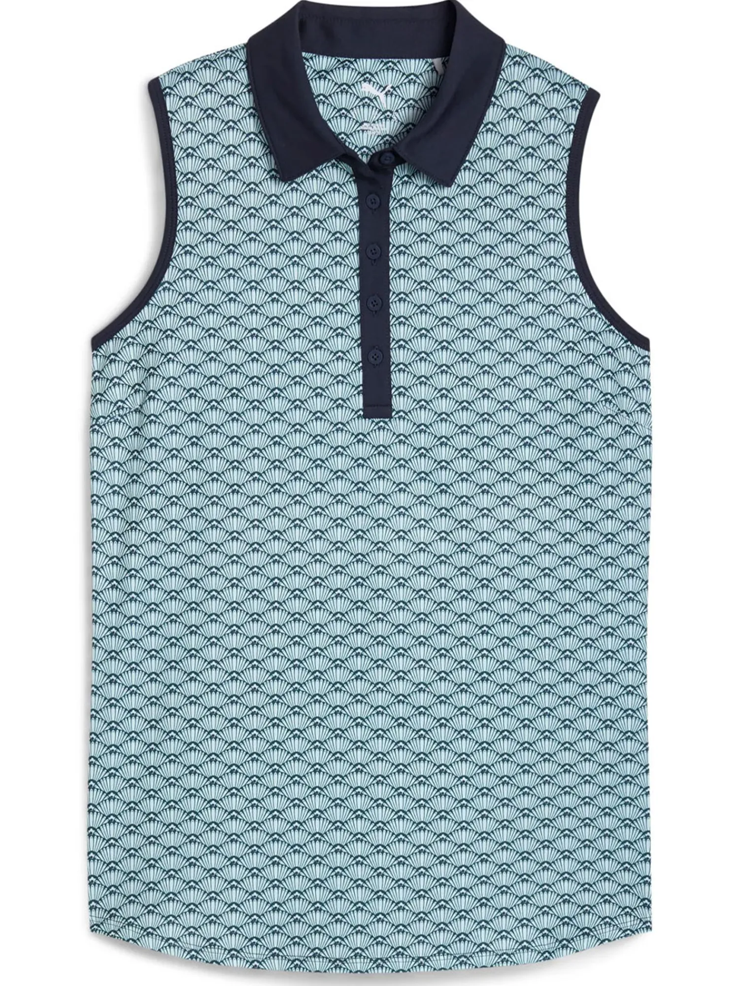 Puma Shirts|Womens CLOUDSPUN Scallop SL Golf Polo - Sea Glass/Green Terrain