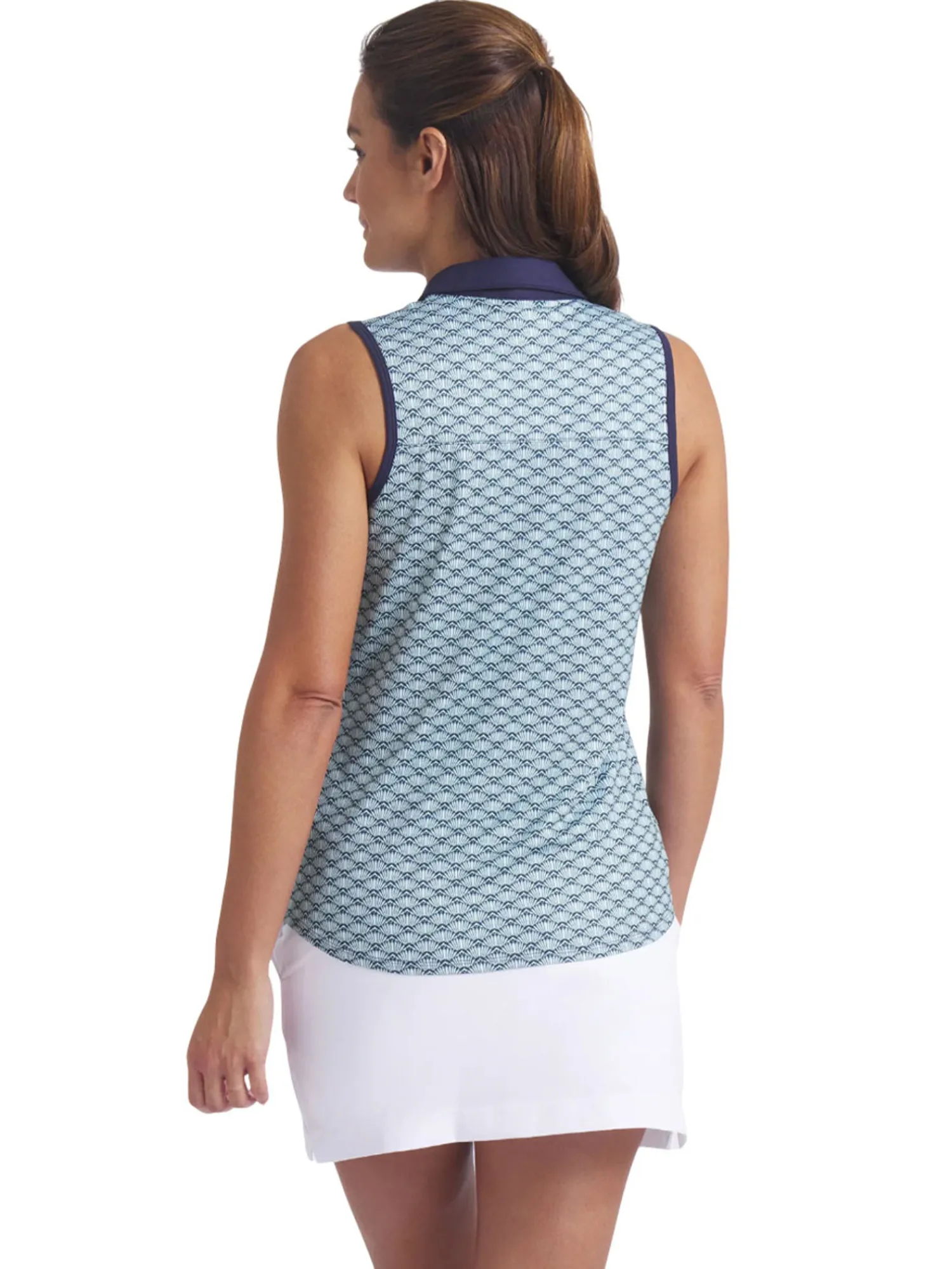 Puma Shirts|Womens CLOUDSPUN Scallop SL Golf Polo - Sea Glass/Green Terrain