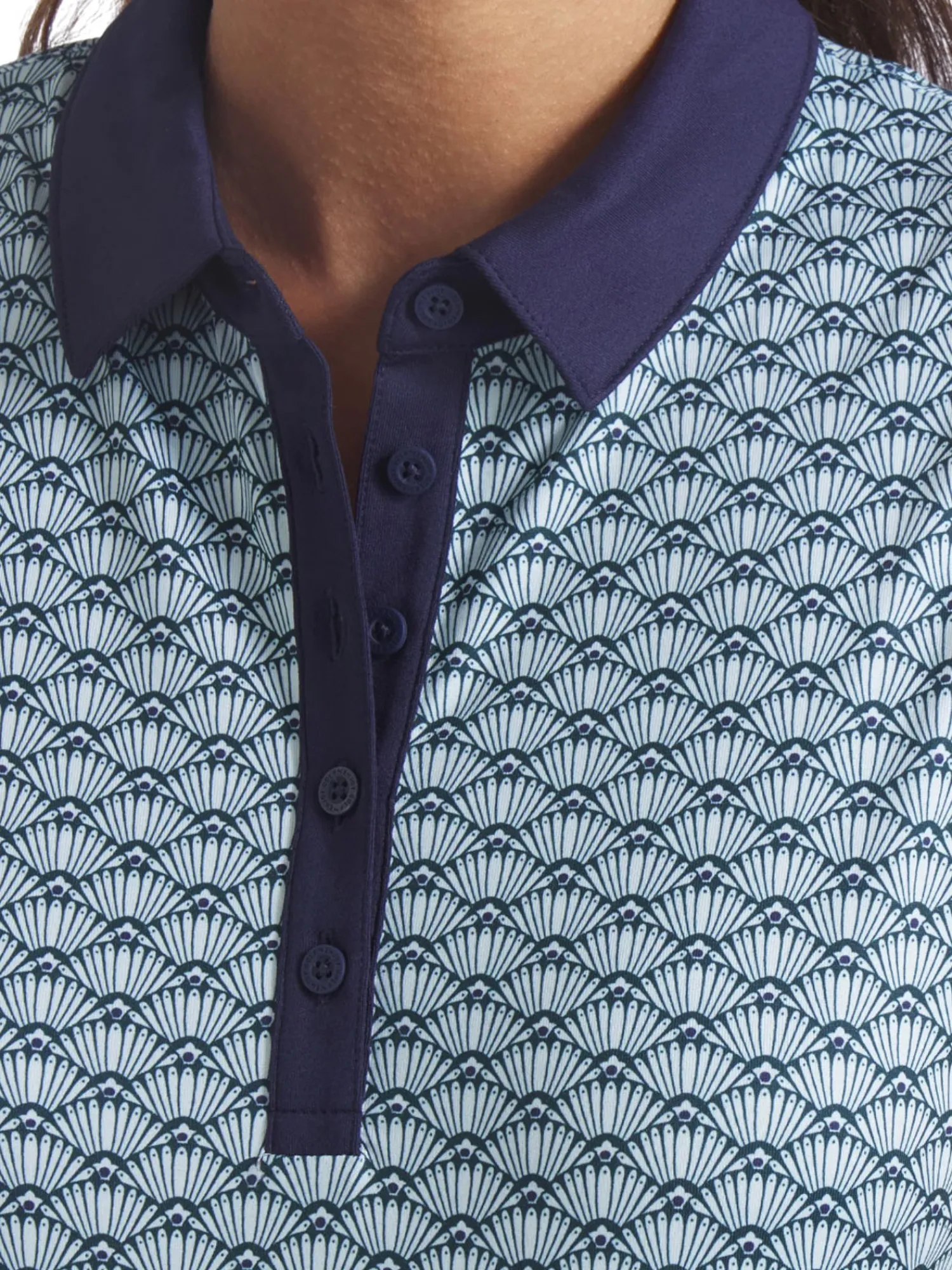 Puma Shirts|Womens CLOUDSPUN Scallop SL Golf Polo - Sea Glass/Green Terrain