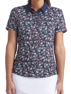 Puma Shirts|Womens Floral Burst Golf Polo - Deep Navy