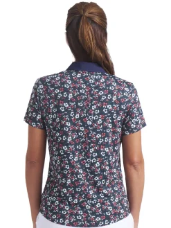 Puma Shirts|Womens Floral Burst Golf Polo - Deep Navy