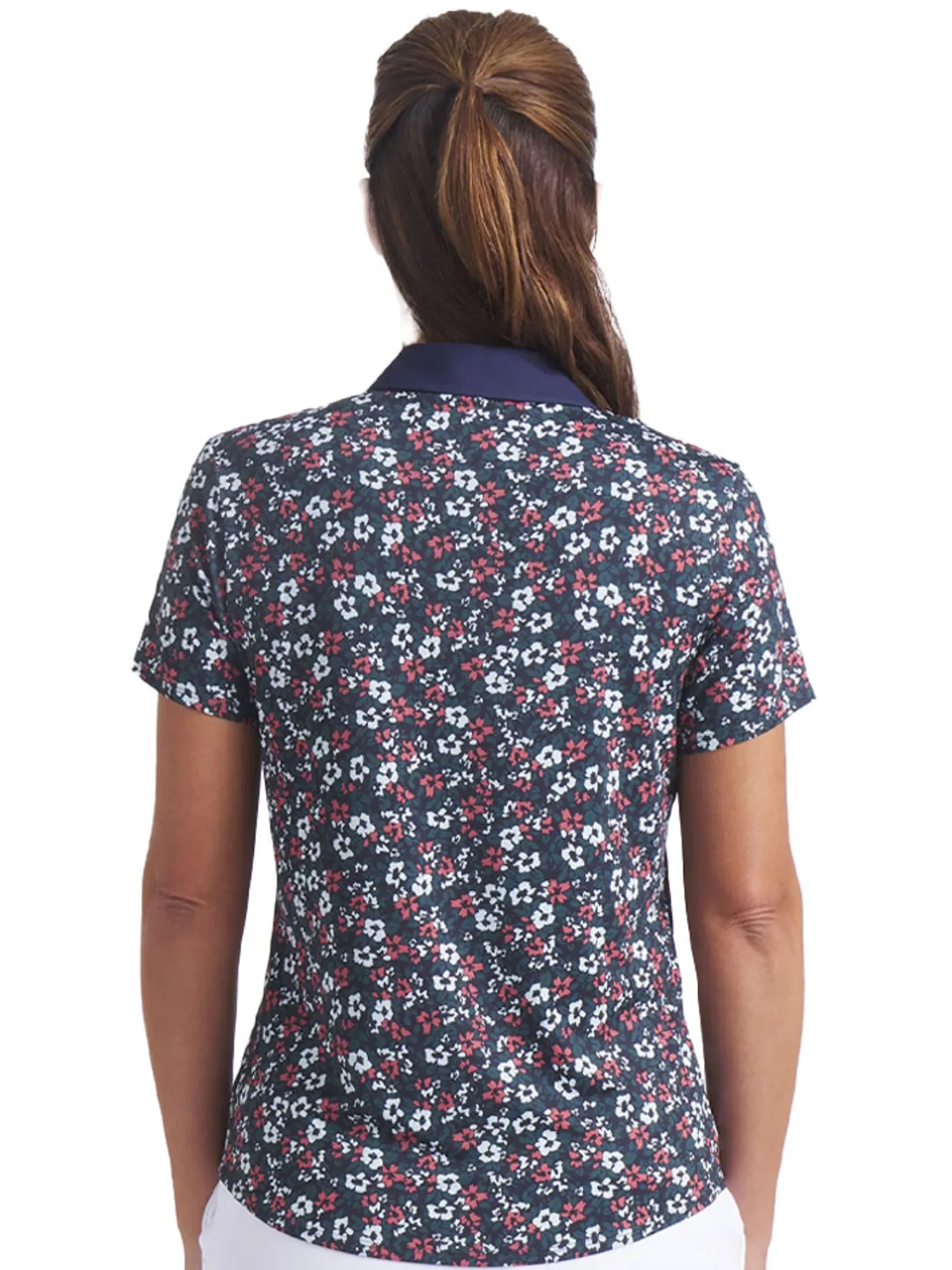 Puma Shirts|Womens Floral Burst Golf Polo - Deep Navy