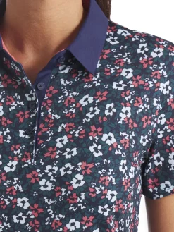 Puma Shirts|Womens Floral Burst Golf Polo - Deep Navy