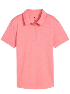 Puma Shirts|Womens MATTR Lianas Jacquard Golf Polo - Peach Frost