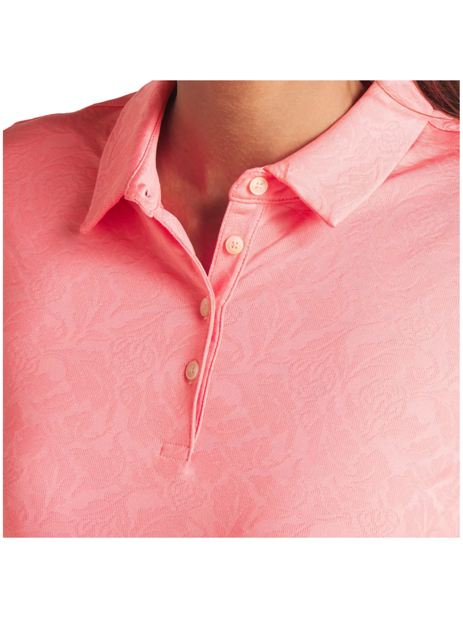 Puma Shirts|Womens MATTR Lianas Jacquard Golf Polo - Peach Frost