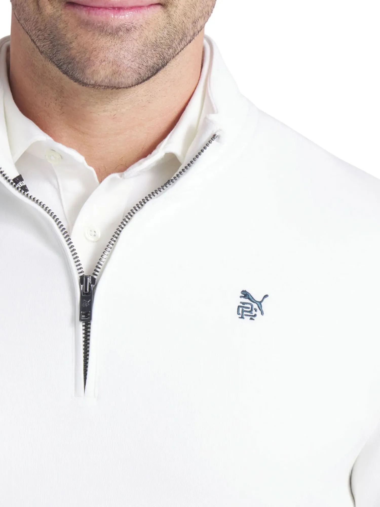 Puma Jumpers|x Reigning Champ CLOUDSPUN Fleece Golf 1/4 Zip - Warm White