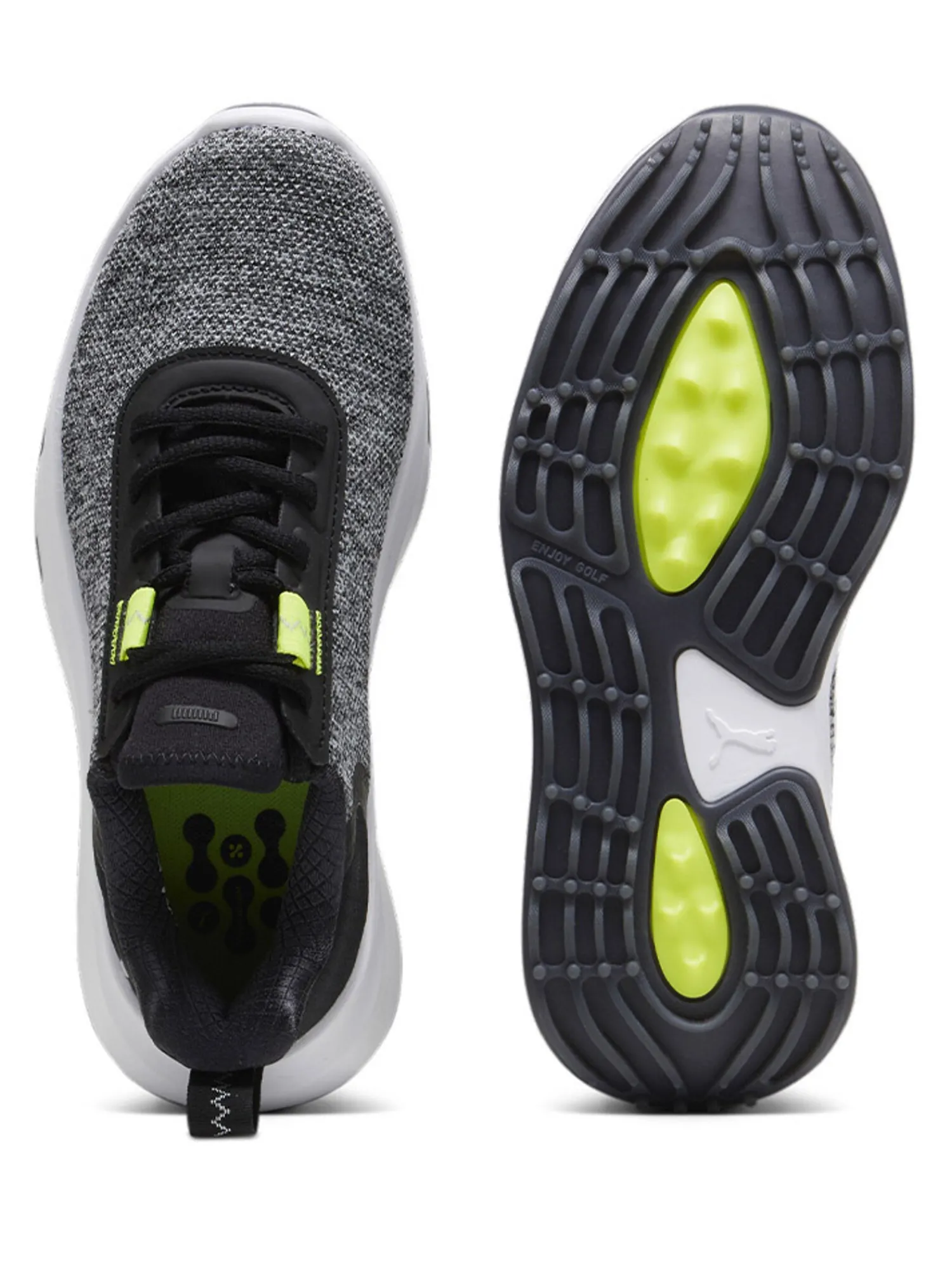 Puma Junior Golf Shoes|Youth FUSION Crush Sport Spikeless Golf Shoes - Black/Electric Lime