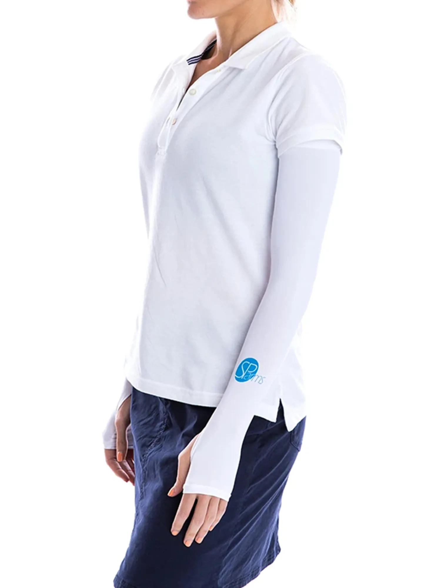 SParms Sleeves|Sun Protection Arm Sleeves With Thumbhole - White