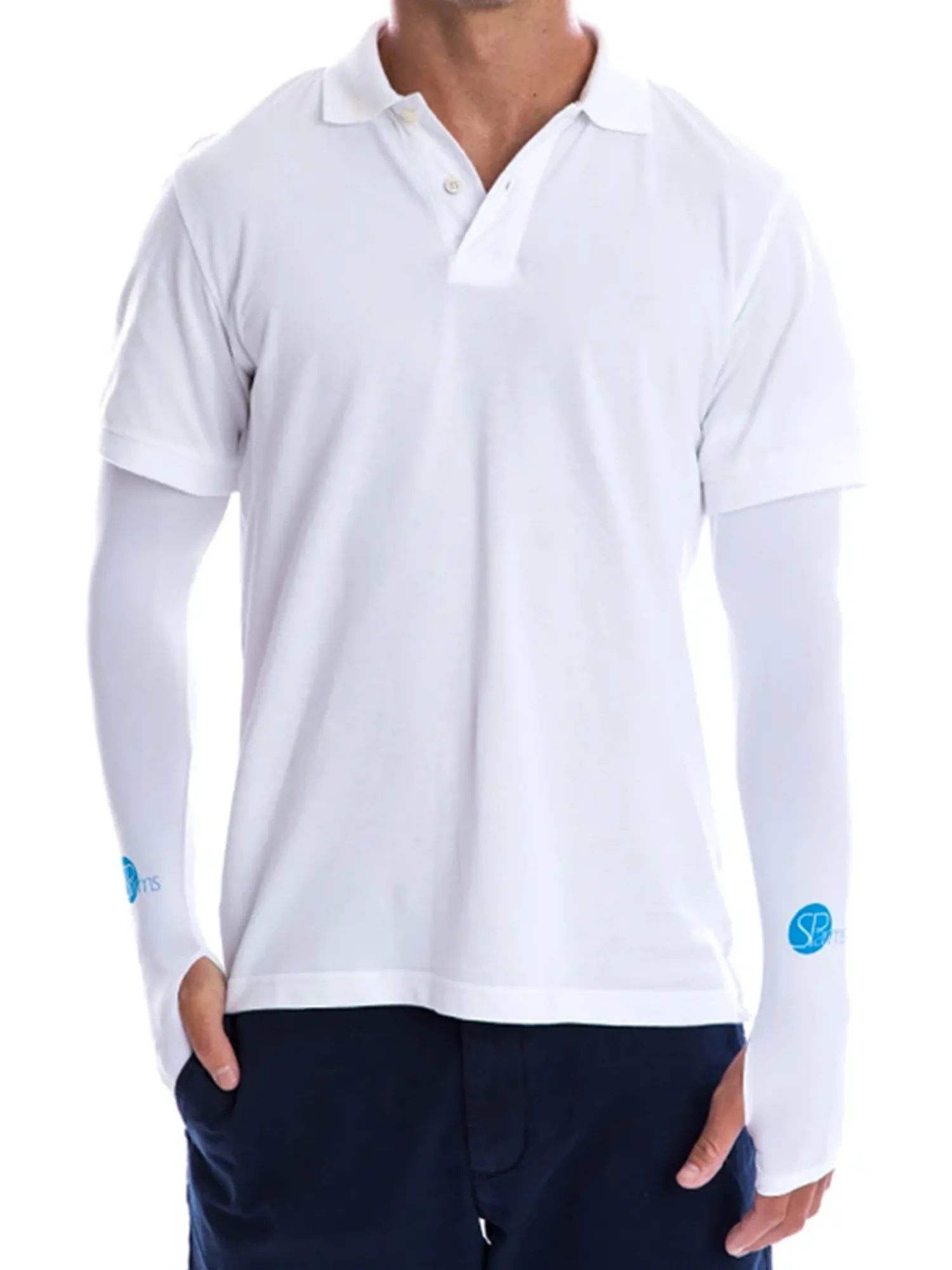 SParms Sleeves|Sun Protection Arm Sleeves With Thumbhole - White