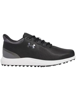 Under Armour Mens Golf Shoes|Drive Medal SL Golf Shoes - Black/Castlerock/Metallic Silver