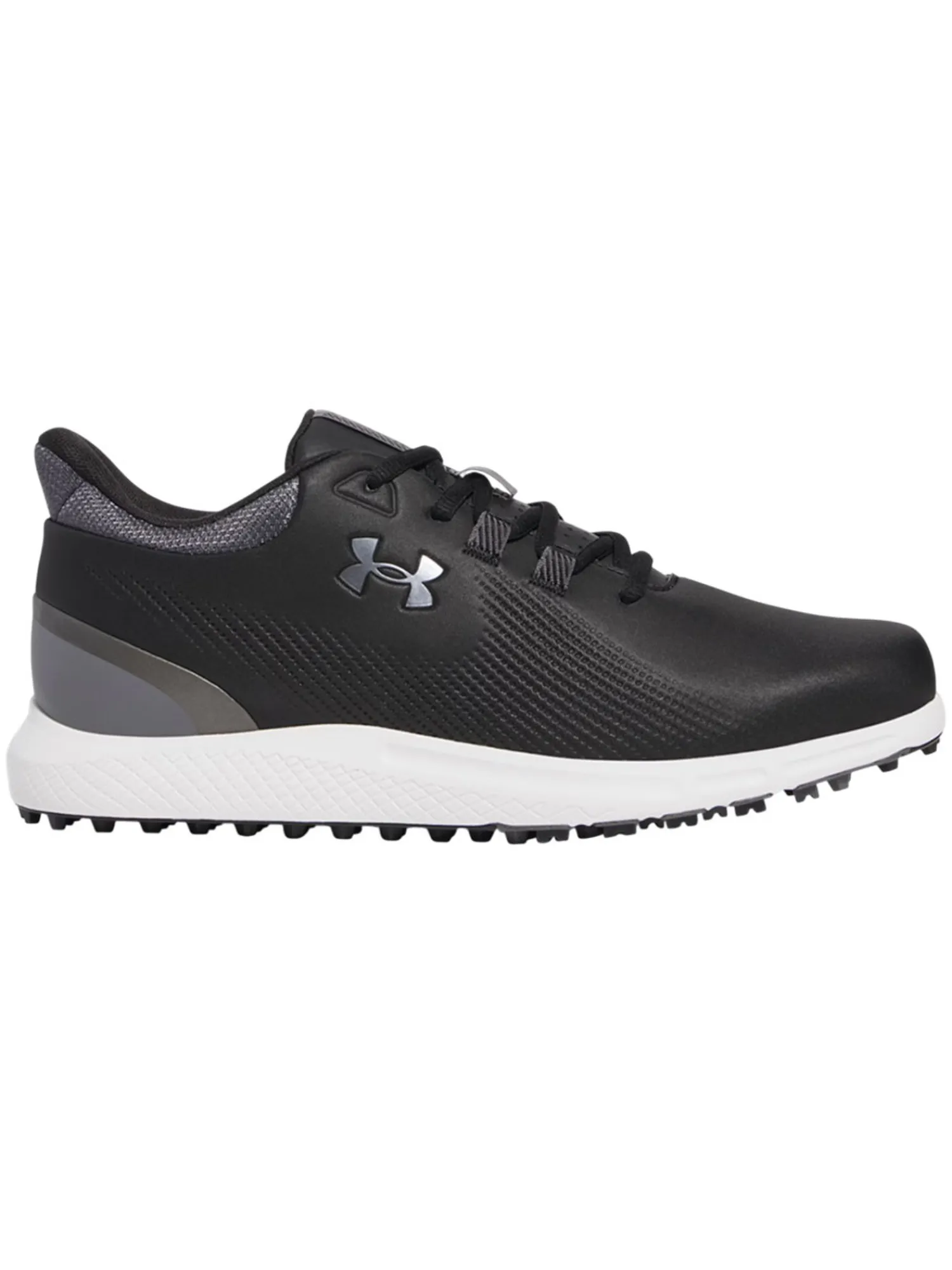 Under Armour Mens Golf Shoes|Drive Medal SL Golf Shoes - Black/Castlerock/Metallic Silver