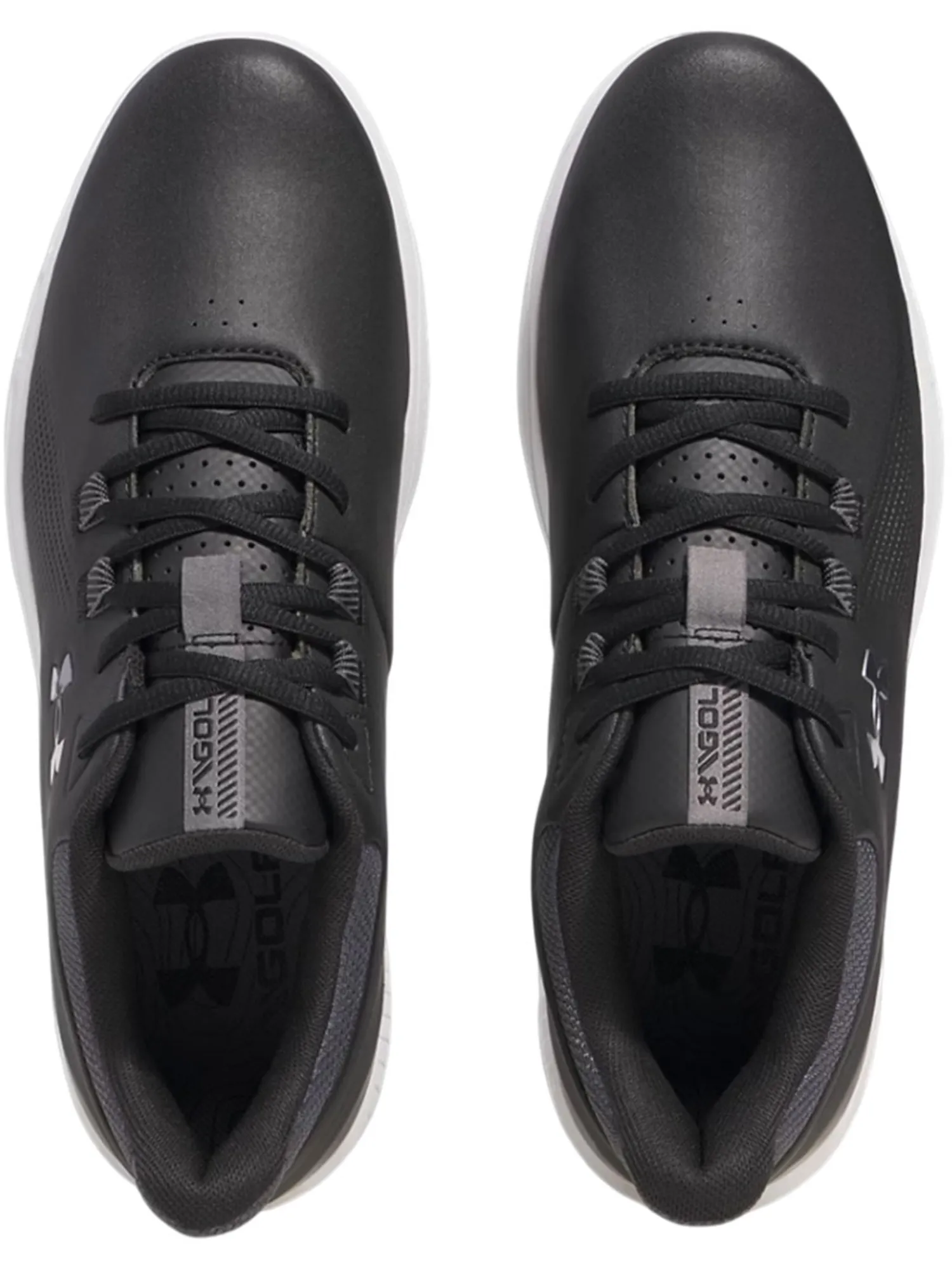 Under Armour Mens Golf Shoes|Drive Medal SL Golf Shoes - Black/Castlerock/Metallic Silver
