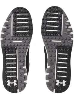 Under Armour Mens Golf Shoes|Drive Medal SL Golf Shoes - Black/Castlerock/Metallic Silver
