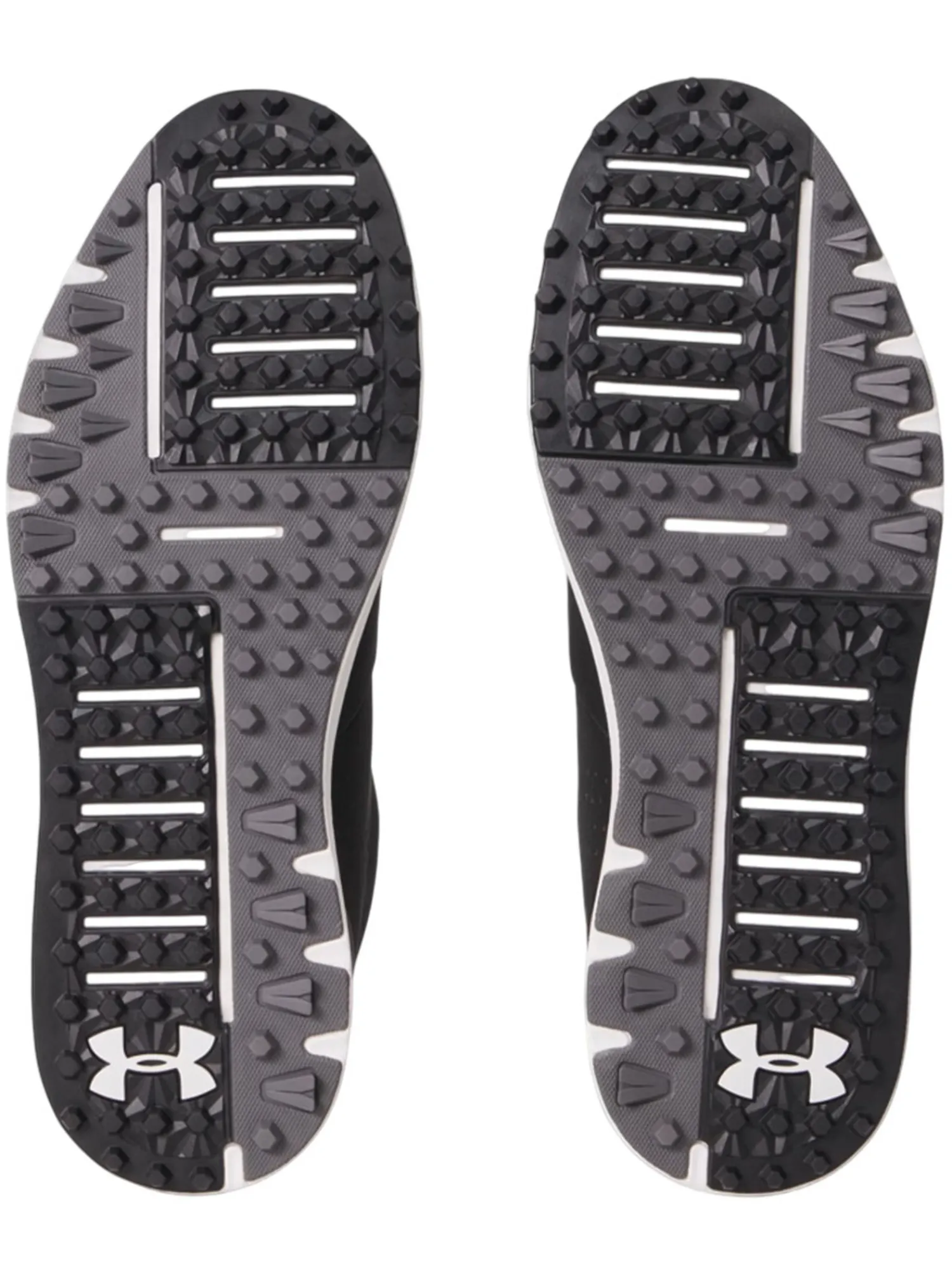 Under Armour Mens Golf Shoes|Drive Medal SL Golf Shoes - Black/Castlerock/Metallic Silver