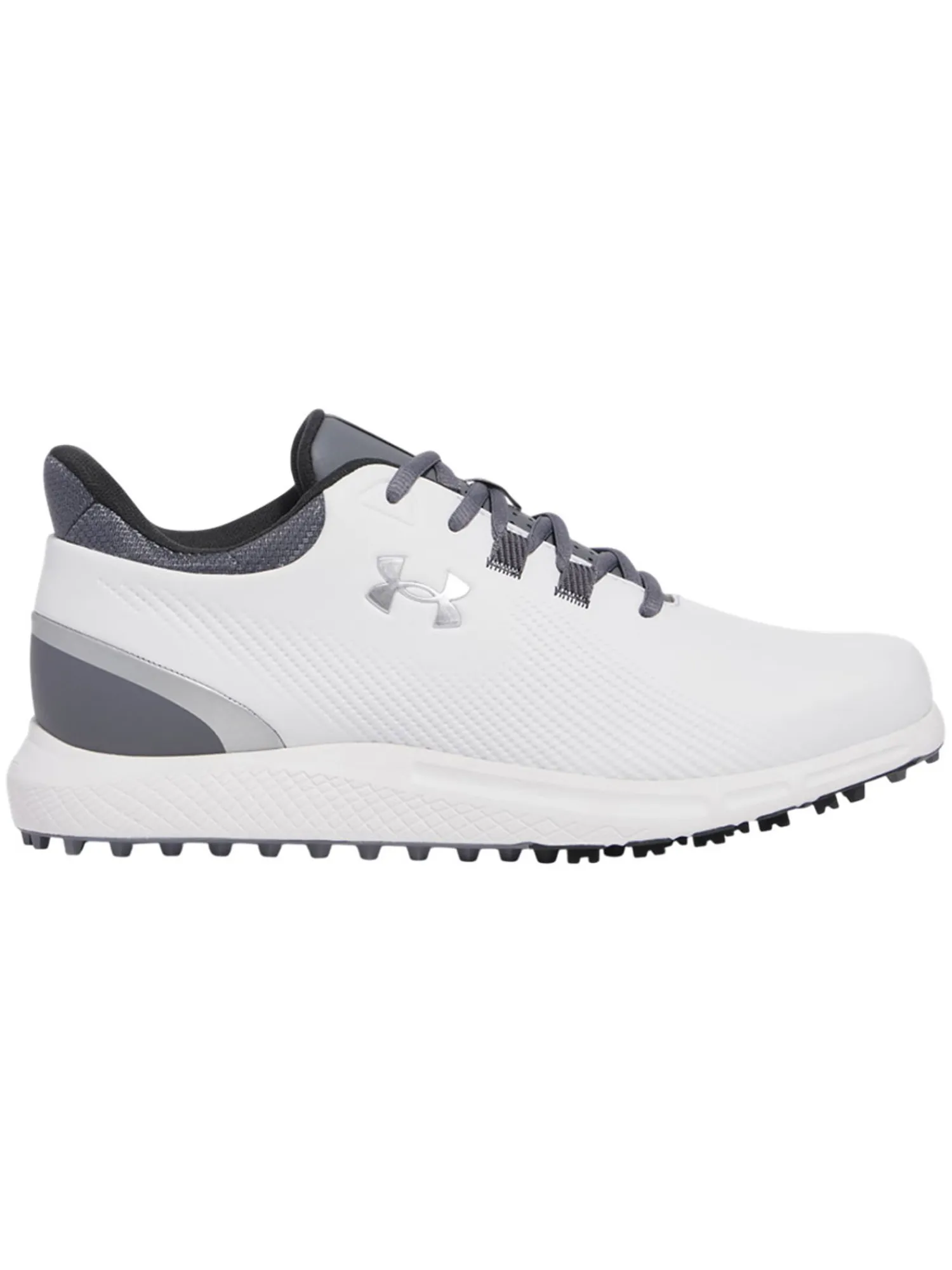 Under Armour Mens Golf Shoes|Drive Medal SL Golf Shoes - White/Titan Grey/Metallic Silver