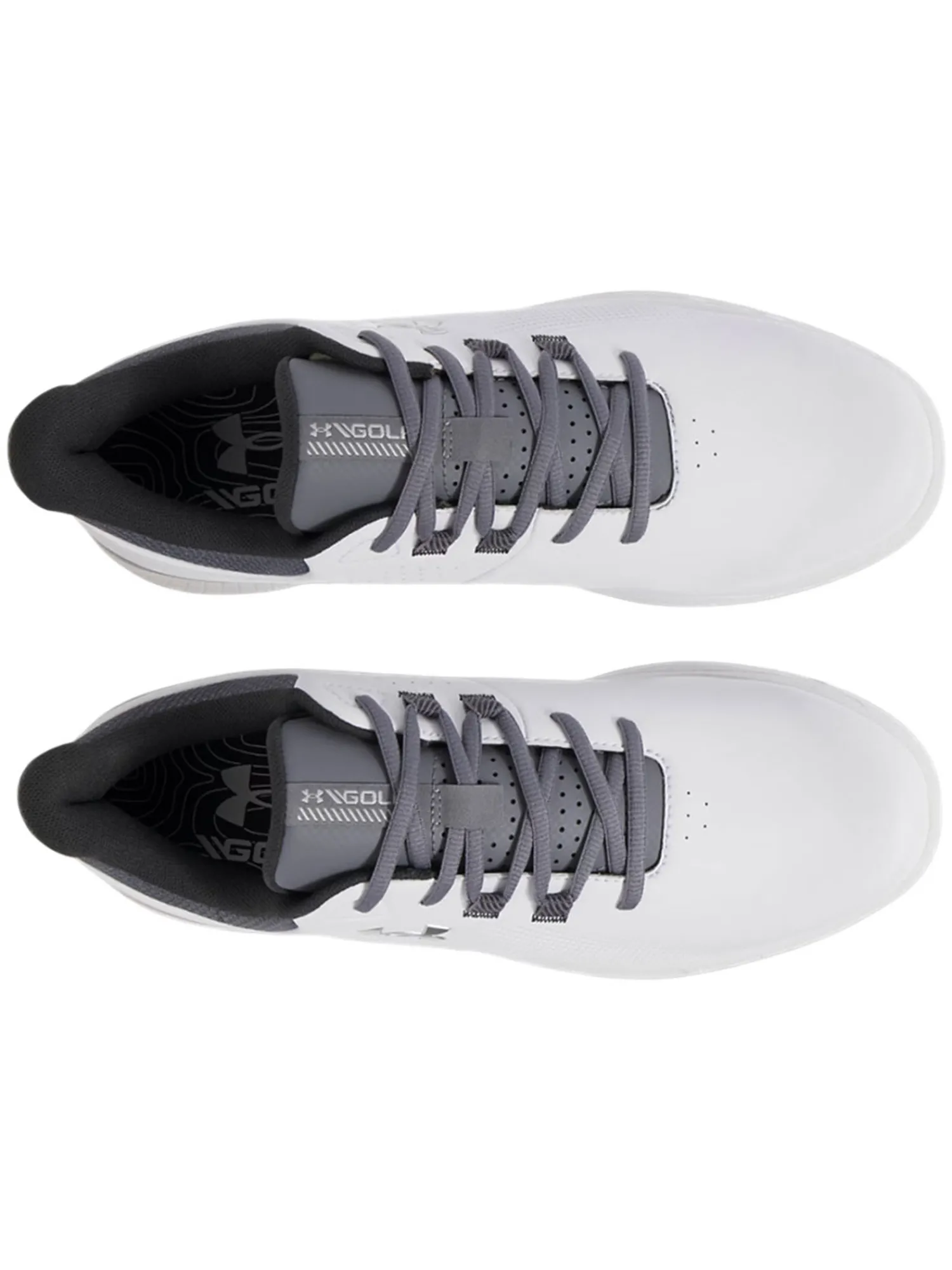 Under Armour Mens Golf Shoes|Drive Medal SL Golf Shoes - White/Titan Grey/Metallic Silver