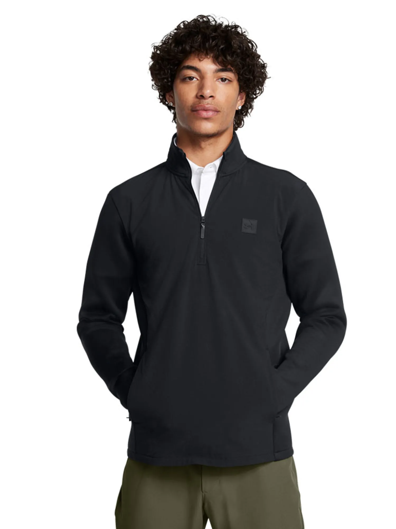 Under Armour Jumpers|Drive Pro Storm Hybrid Half Zip - Black/Metallic Silver