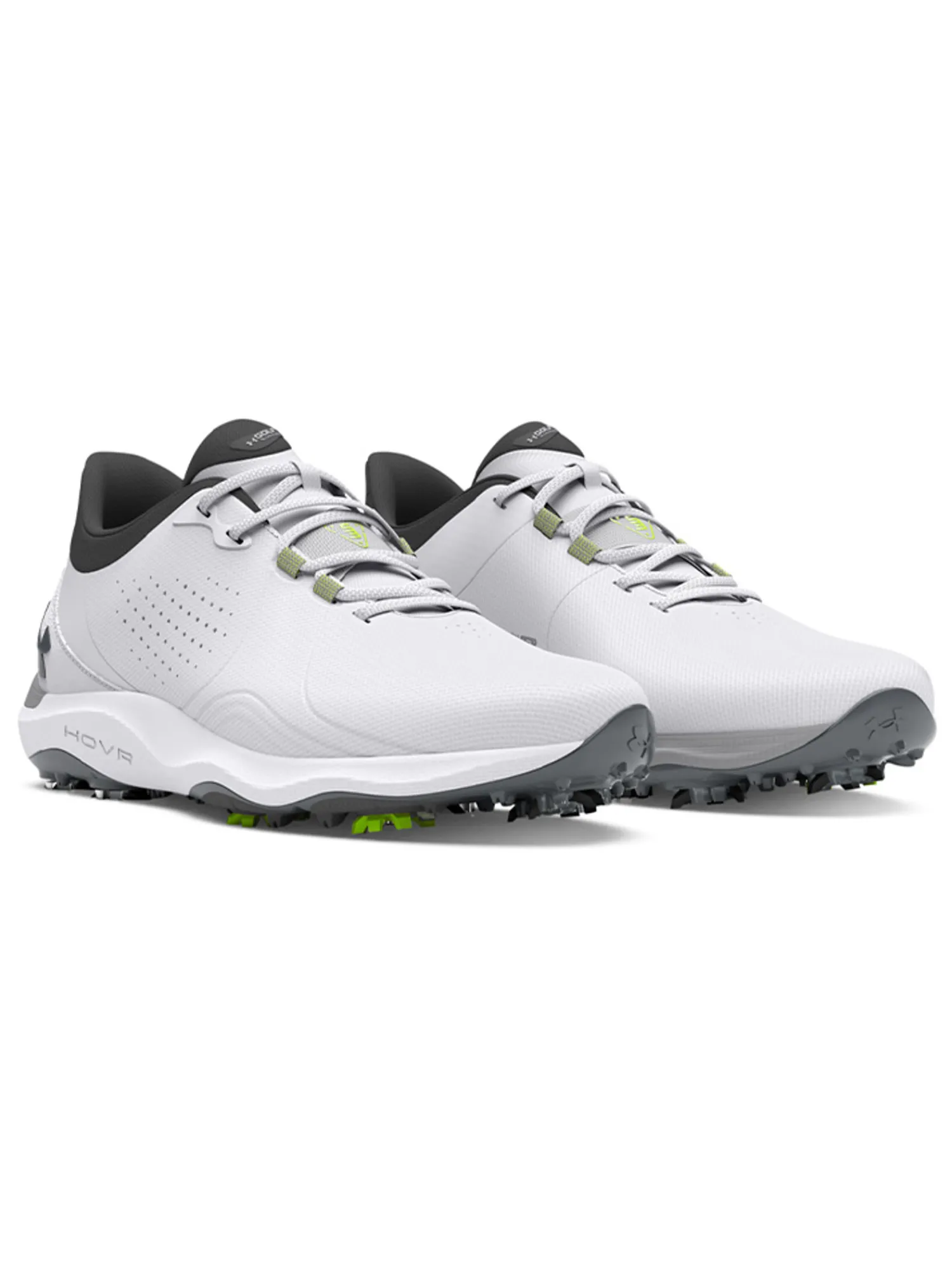 Under Armour Mens Golf Shoes|HOVR Drive Pro Golf Shoes - White/Metallic Gun Metal