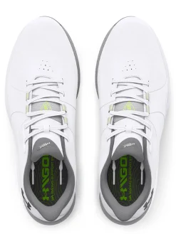 Under Armour Mens Golf Shoes|HOVR Drive Pro Spikeless Golf Shoes - White/Metallic Gun Metal