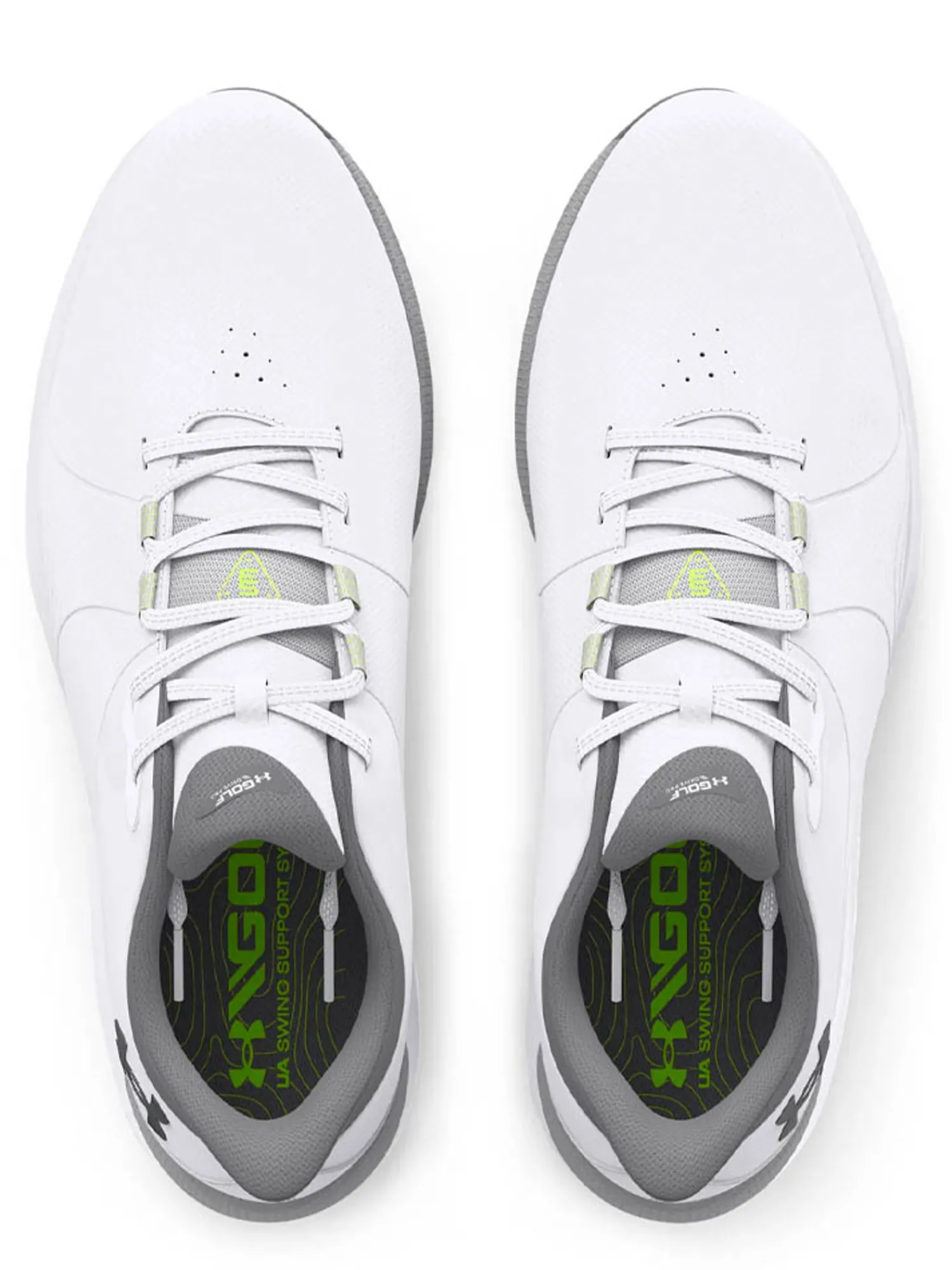 Under Armour Mens Golf Shoes|HOVR Drive Pro Spikeless Golf Shoes - White/Metallic Gun Metal