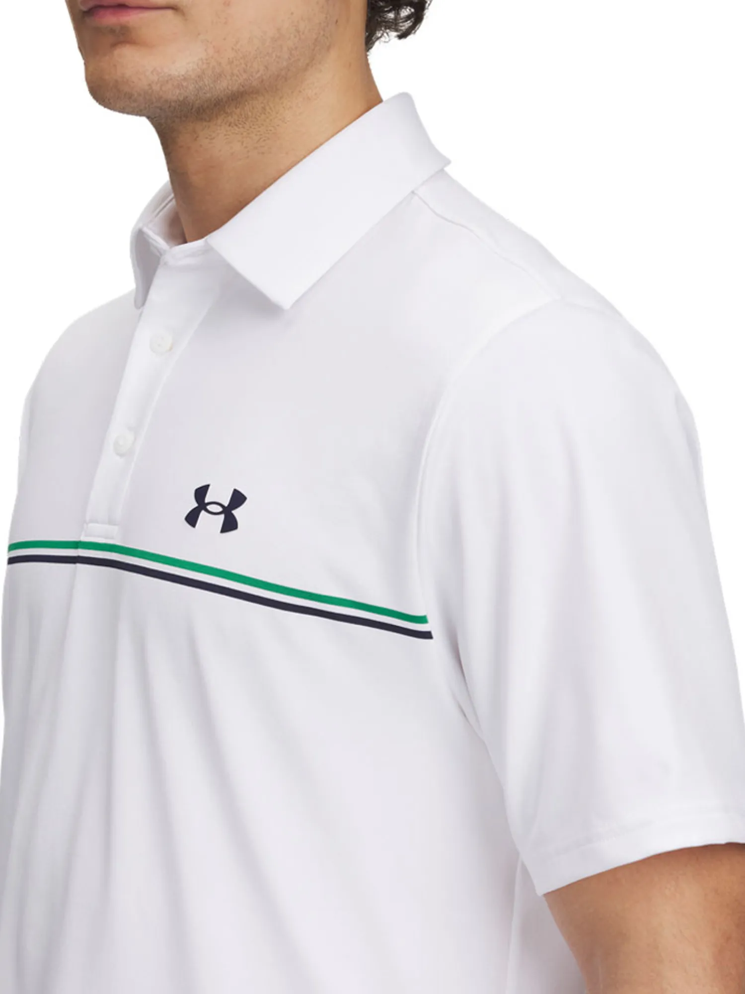 Under Armour Shirts|Playoff 3.0 Stripe Polo - White/Kelly Green