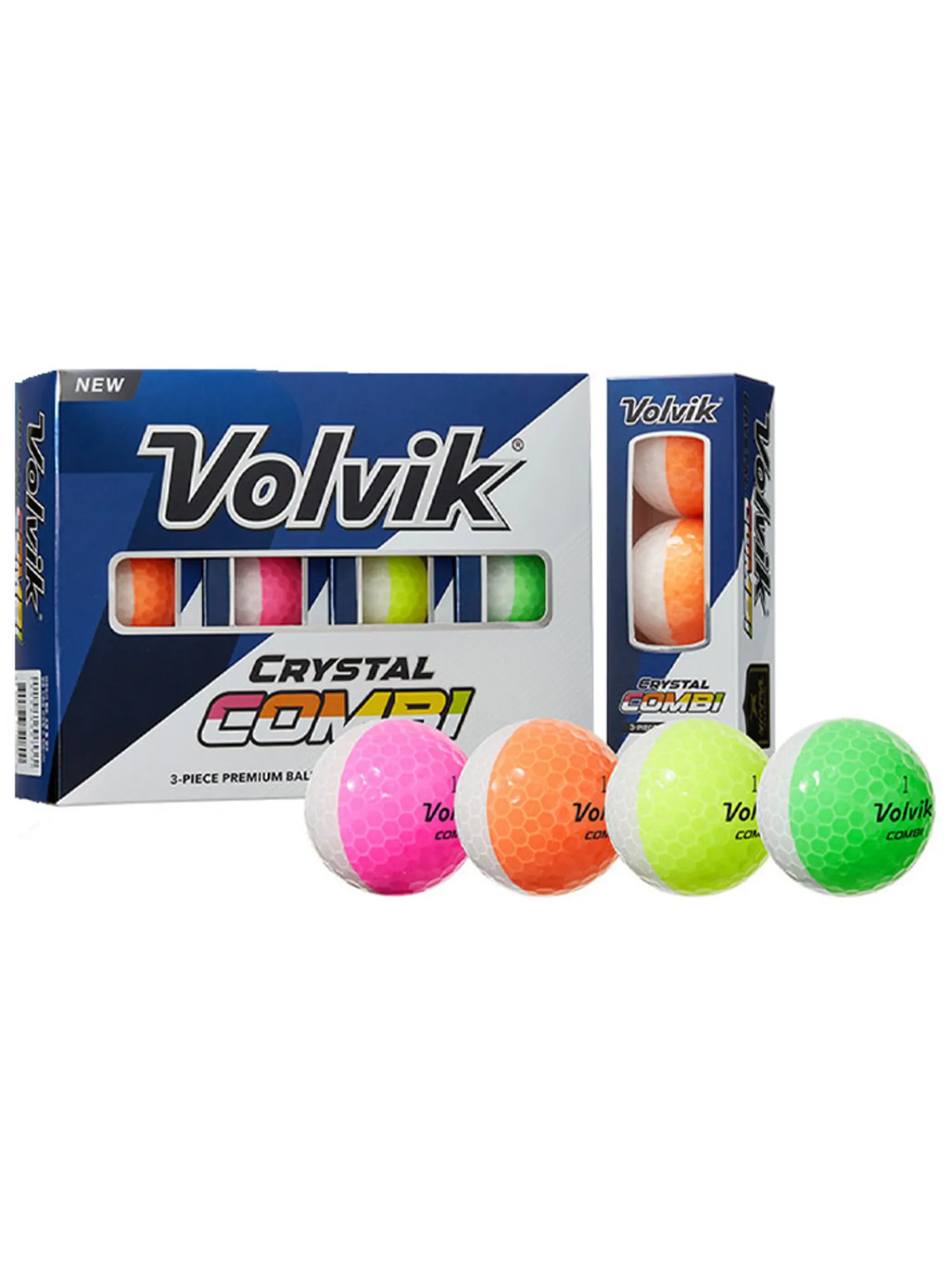 Volvik New Golf Balls|Clearance Gloves|Crystal Combi Golf Balls - 1 Dozen Multi