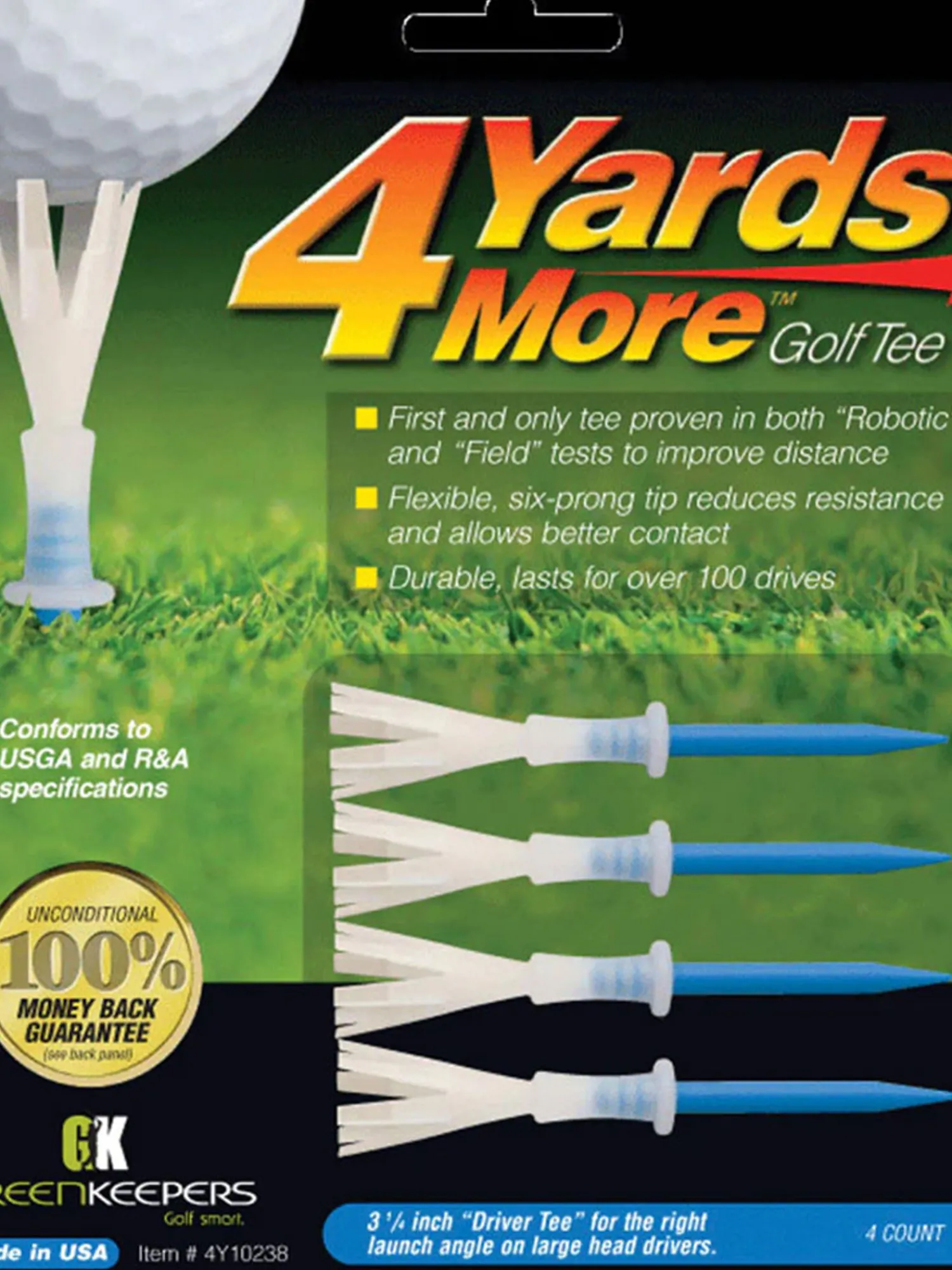 4YARDSMORE Tees|Golf Tees 4 Pack - 3.25 Inch