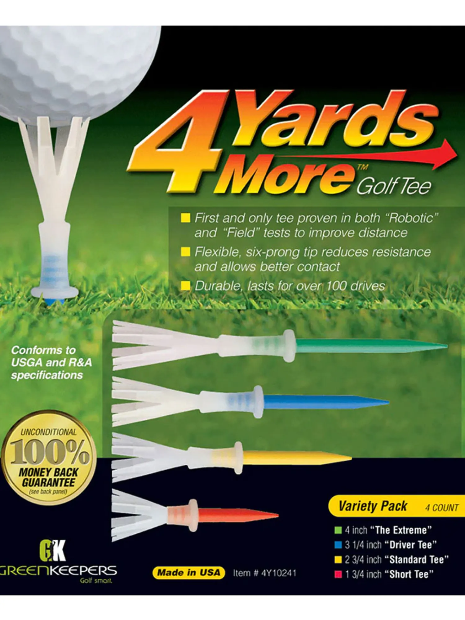 4YARDSMORE Tees|Golf Tees 4 Pack - Mixed Pack
